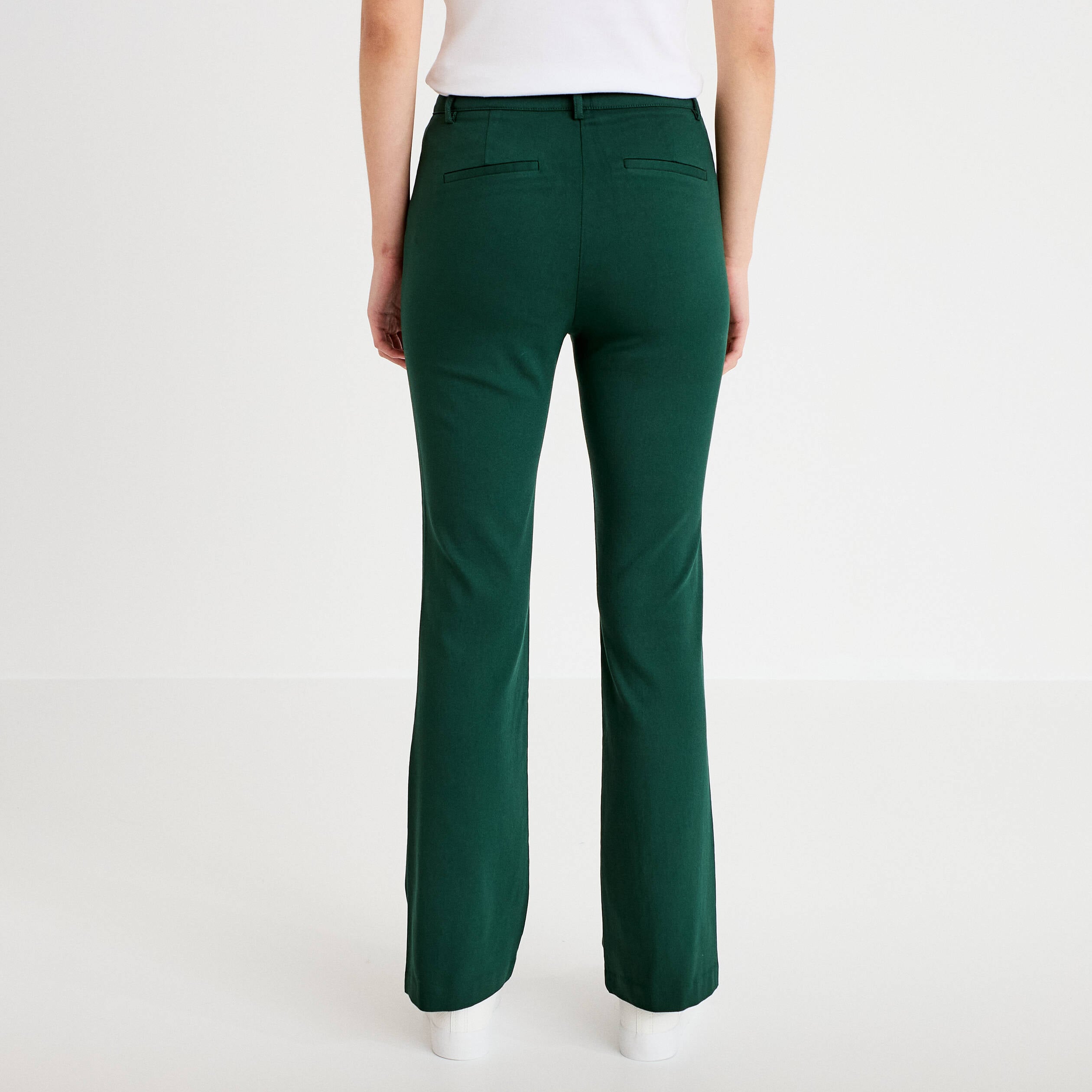 Pantalon bootcut &agrave; pont vert fonc&eacute; femme