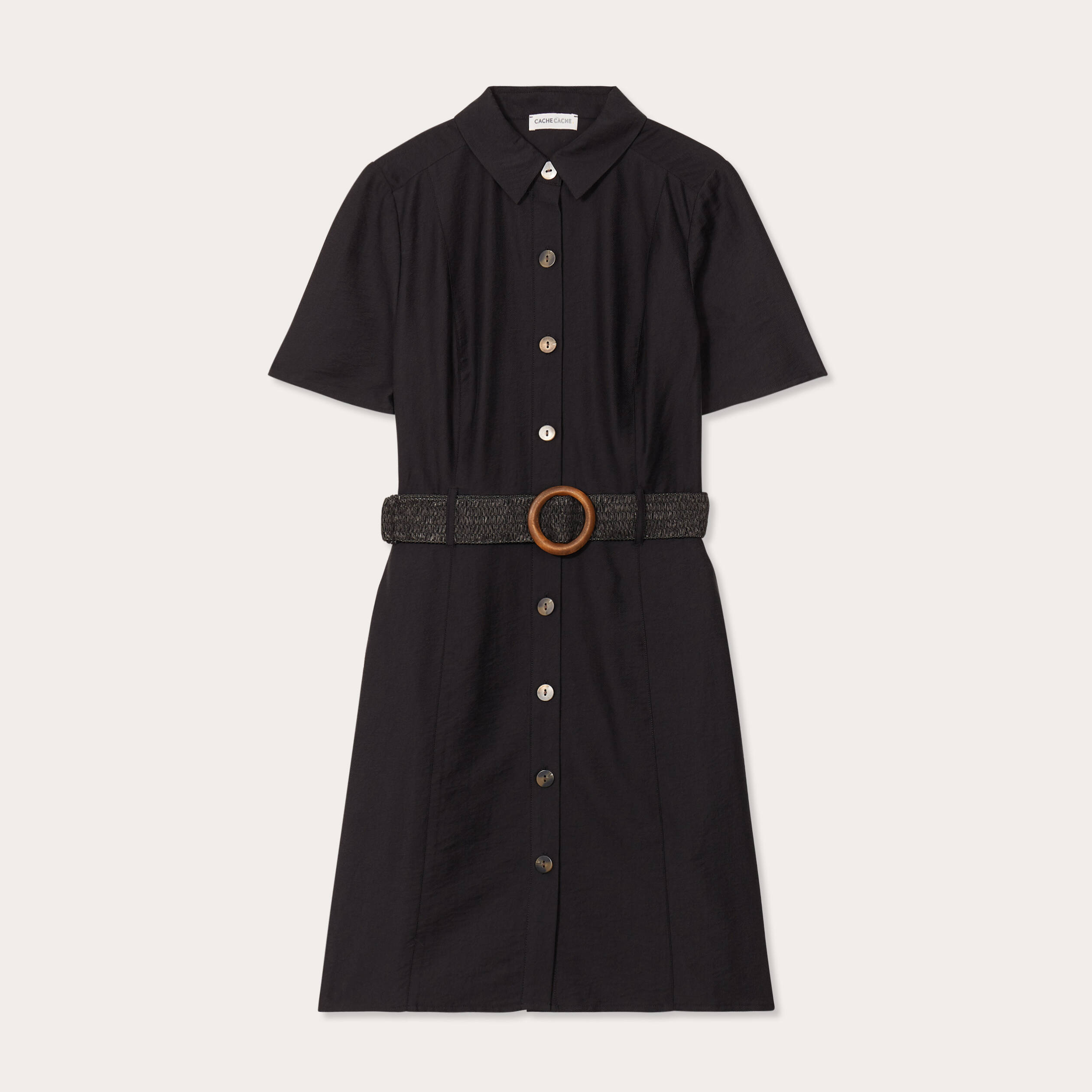 Robe trapèze ceinturée noir femme Vibs