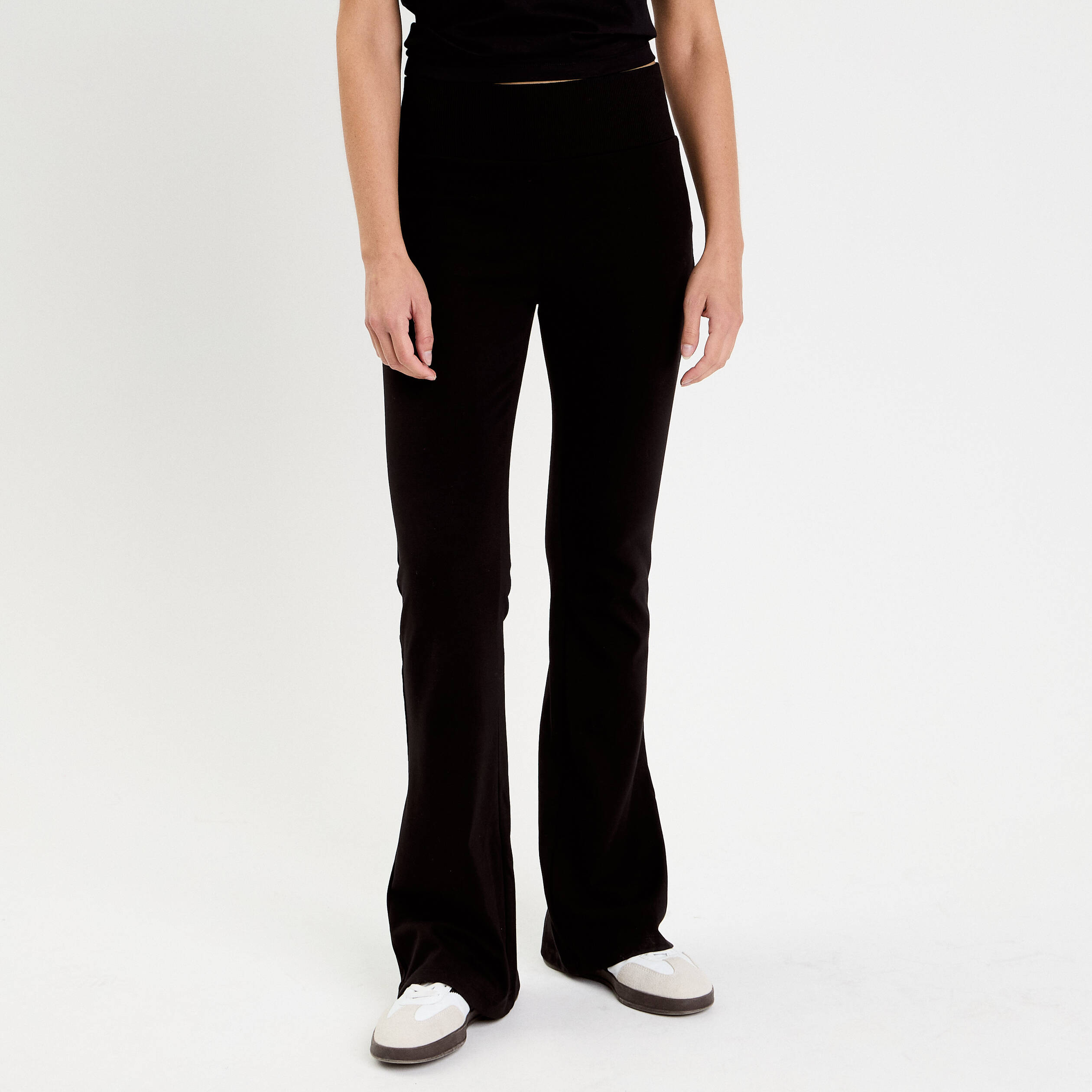 Pantalon flare taille haute noir femme Vibs