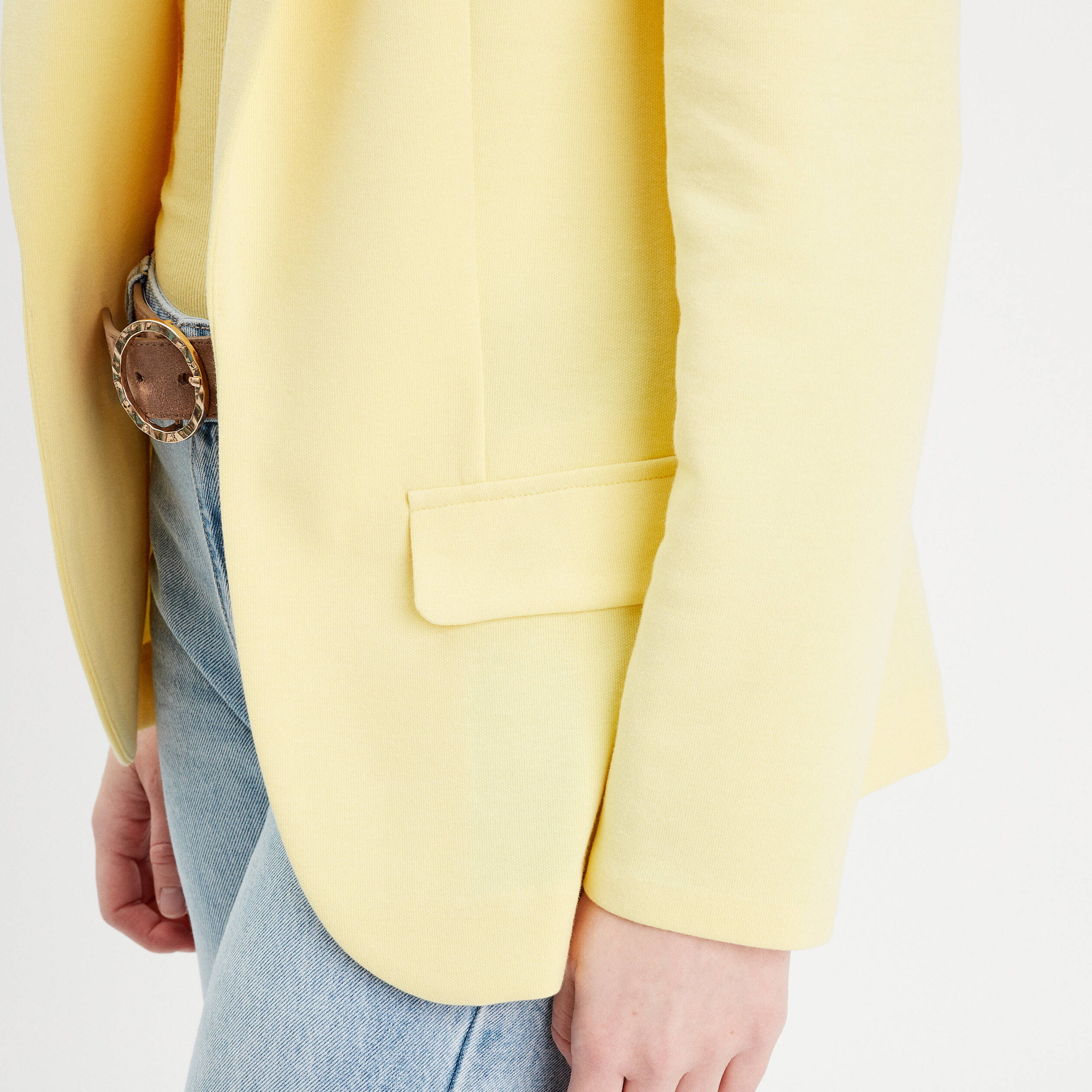 Veste blazer cintrée jaune clair femme