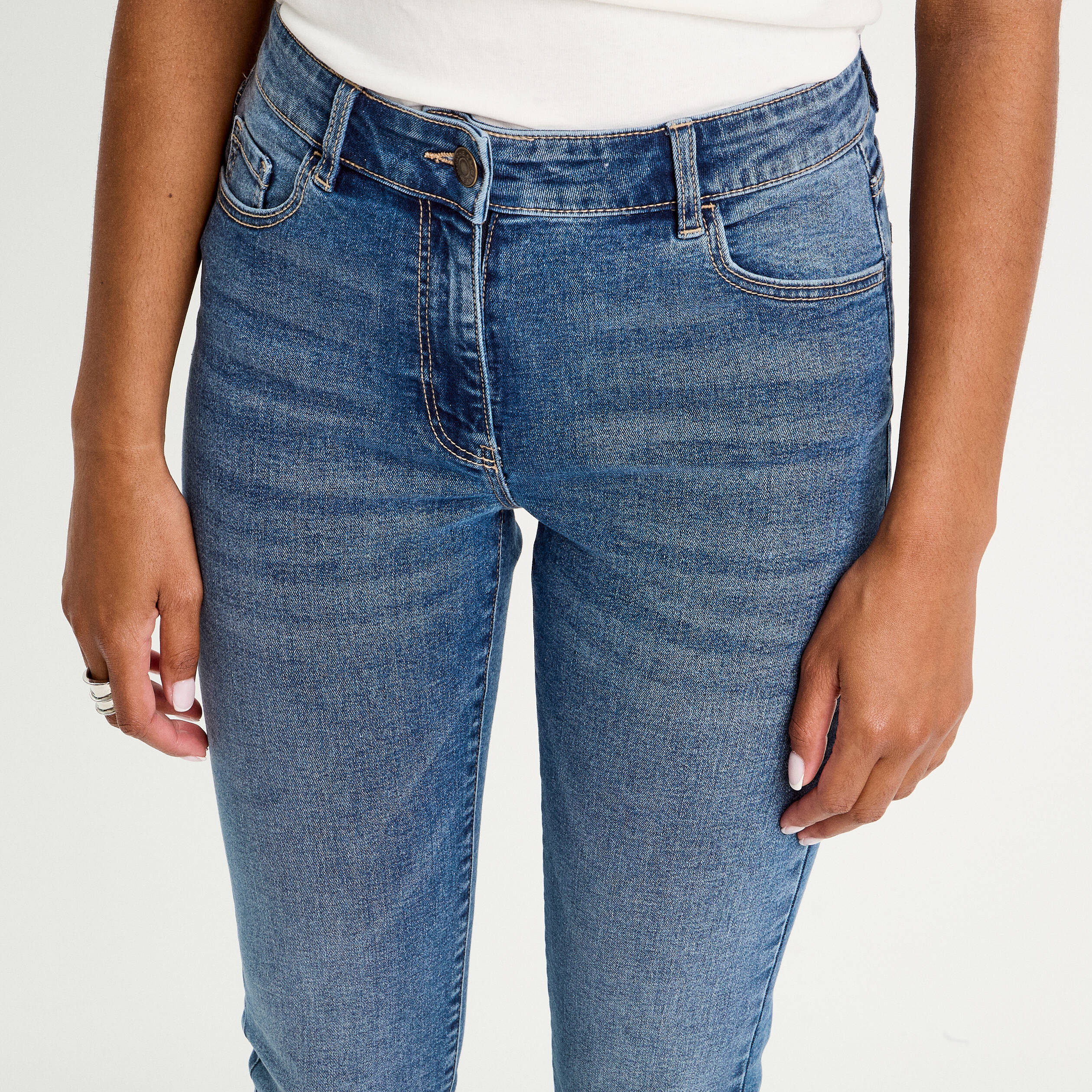 jeans slim 5 poches denim stone femme Jeans slim 5 poches denim stone femme