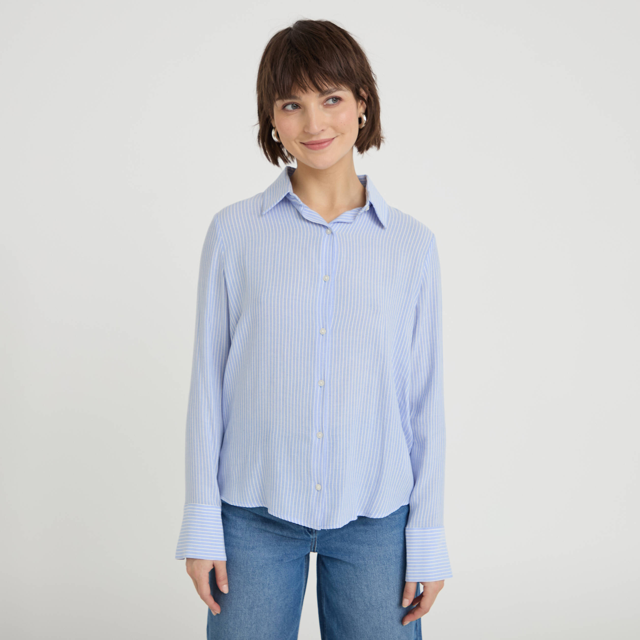 Chemise BCBGirls Fille - Bleue Manches Longues - Taille S (petit) - Motif Géométrique - USA