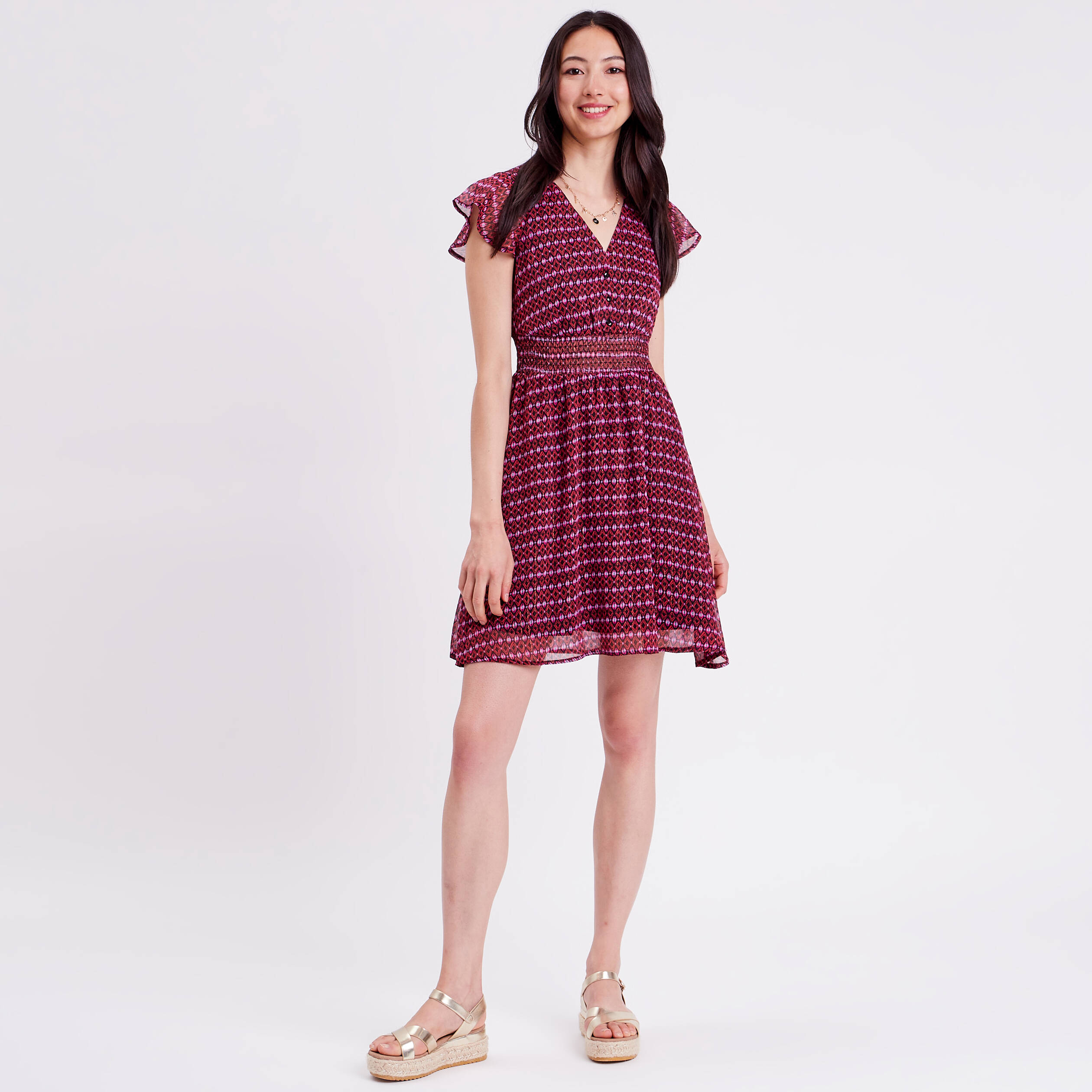 Robe vas e manches courtes rouge femme Vibs