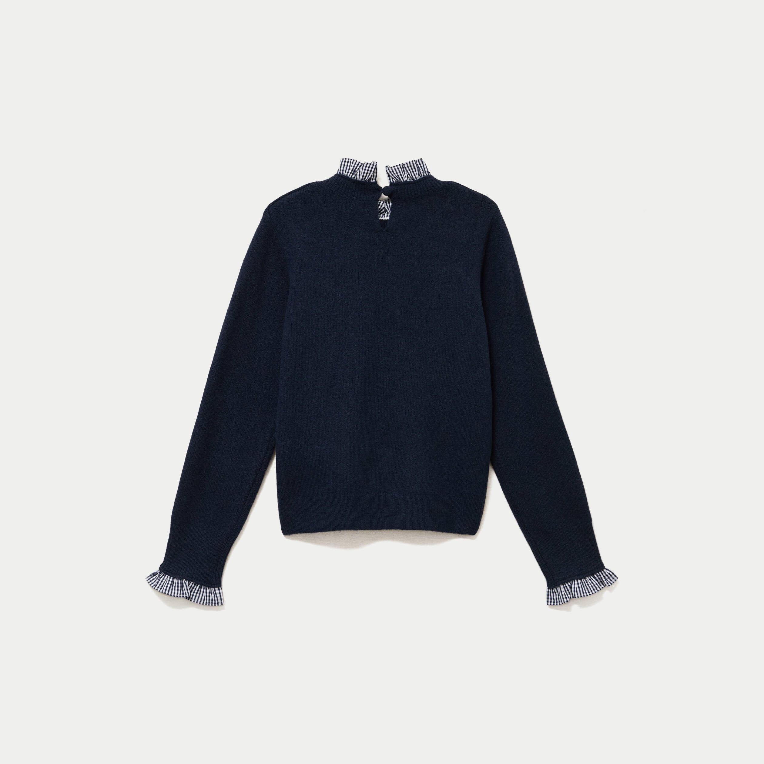 Pull col rond manches longues bleu marine femme