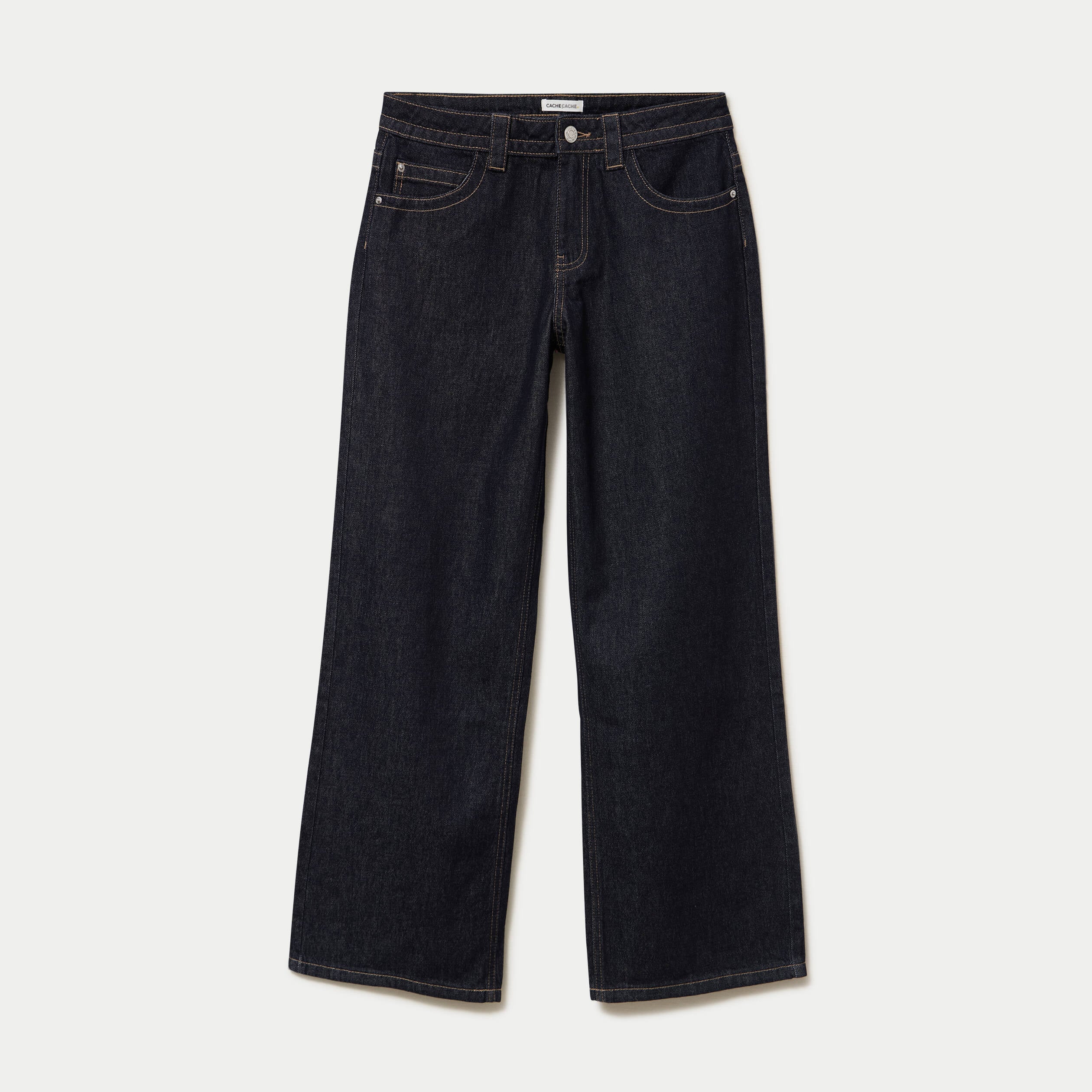 Jeans droit taille basse denim brut clean femme
