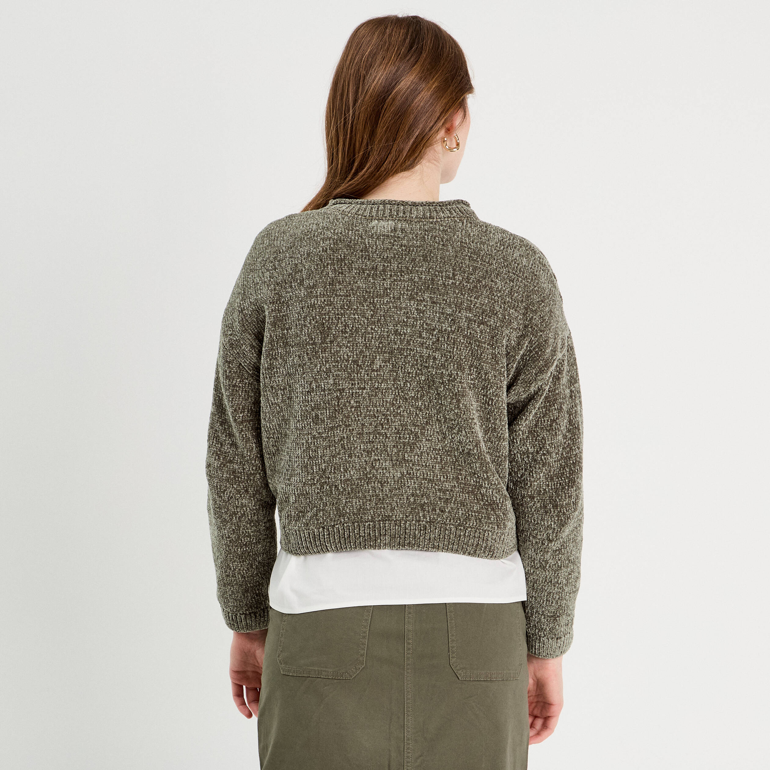 pull col montant vert kaki femme Pull col montant vert kaki femme