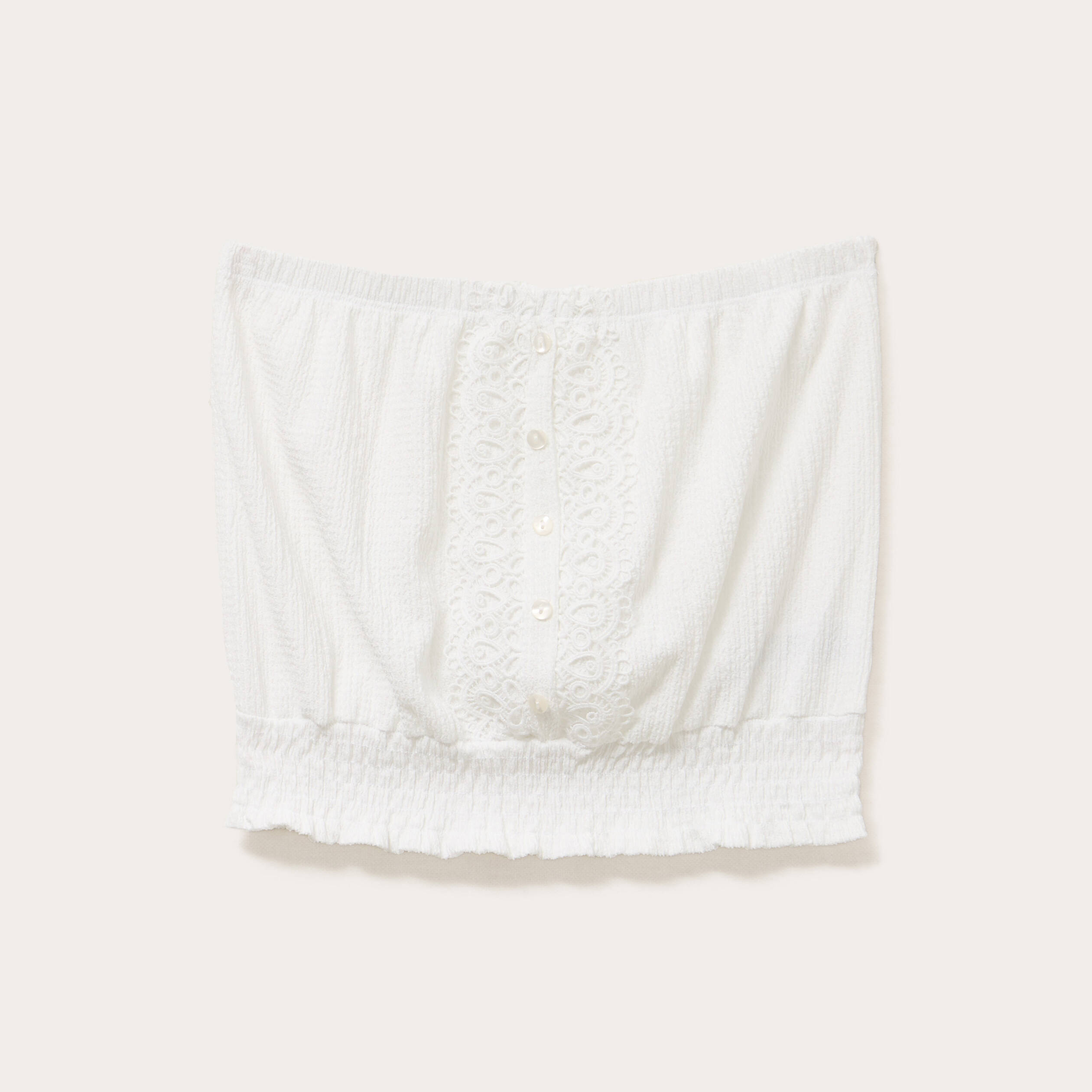bustier cropped smocke ecru femme Bustier cropped smocké ecru femme