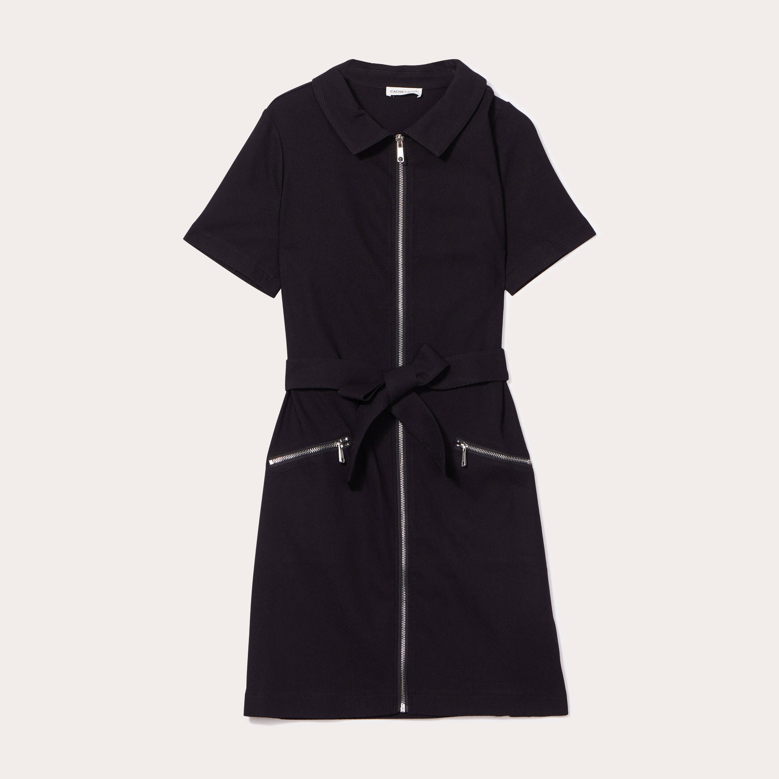 robe droite zippee ceinturee noir femme Robe droite zippée ceinturée noir femme
