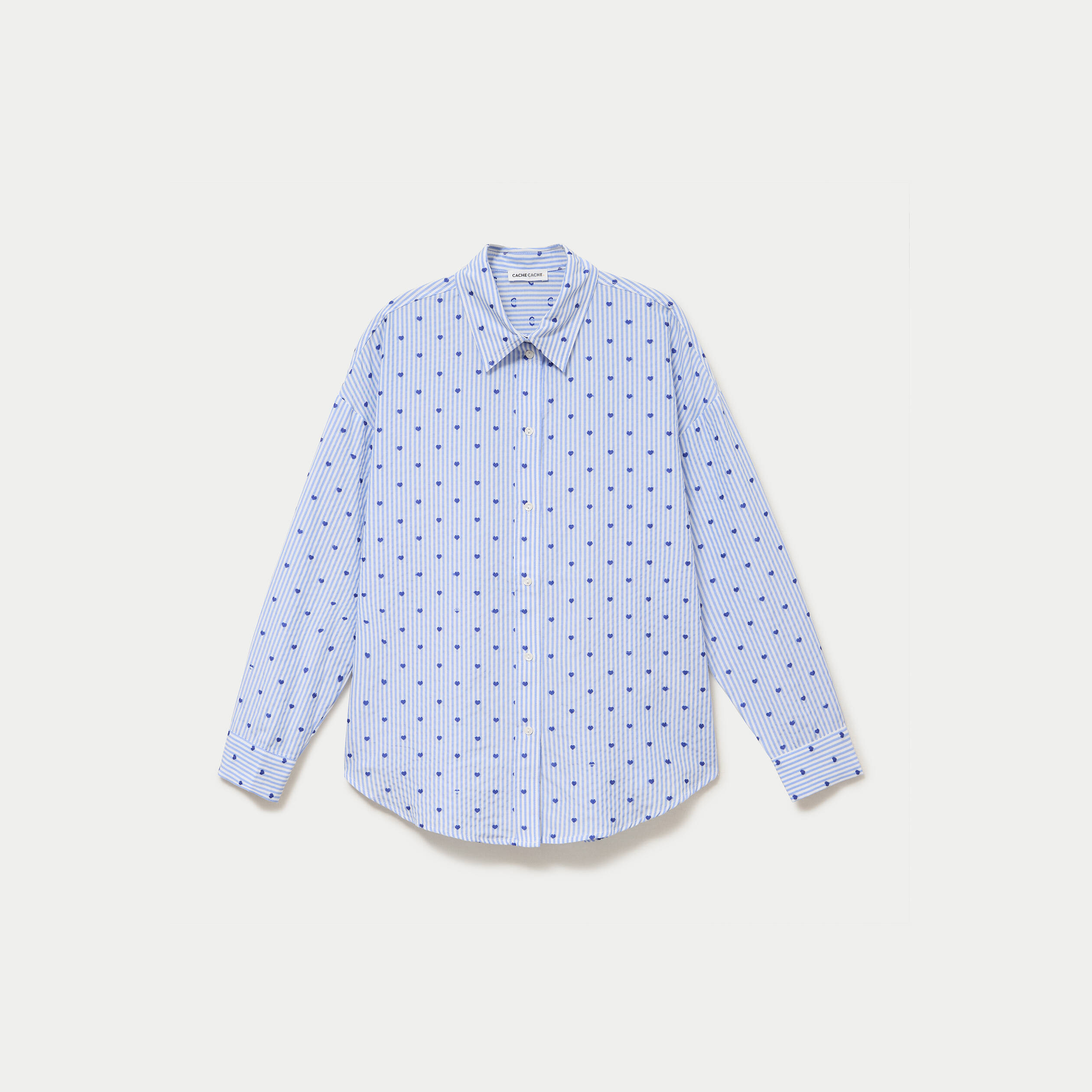 Chemise oversize manches longues bleu femme