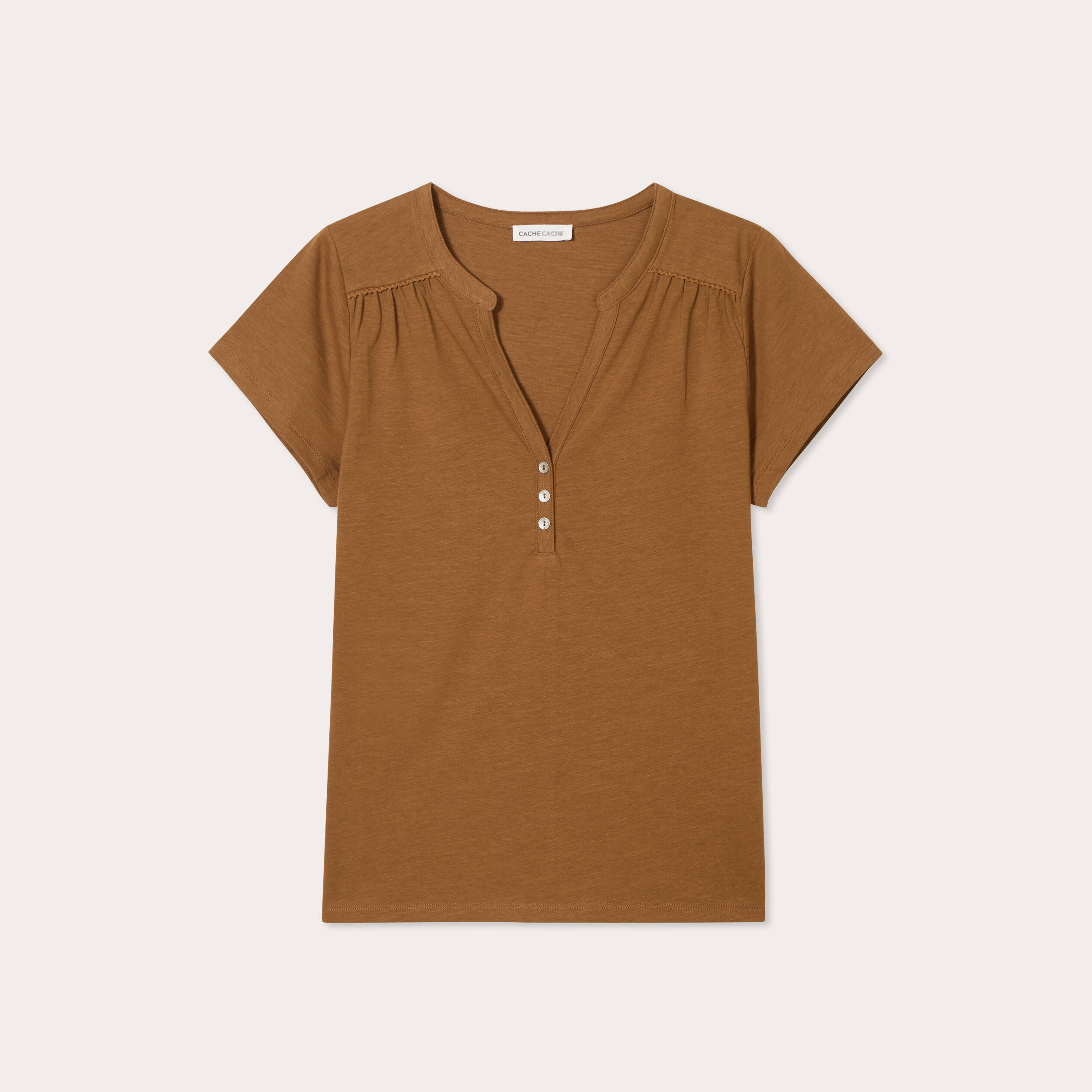 T-shirt manches courtes marron femme