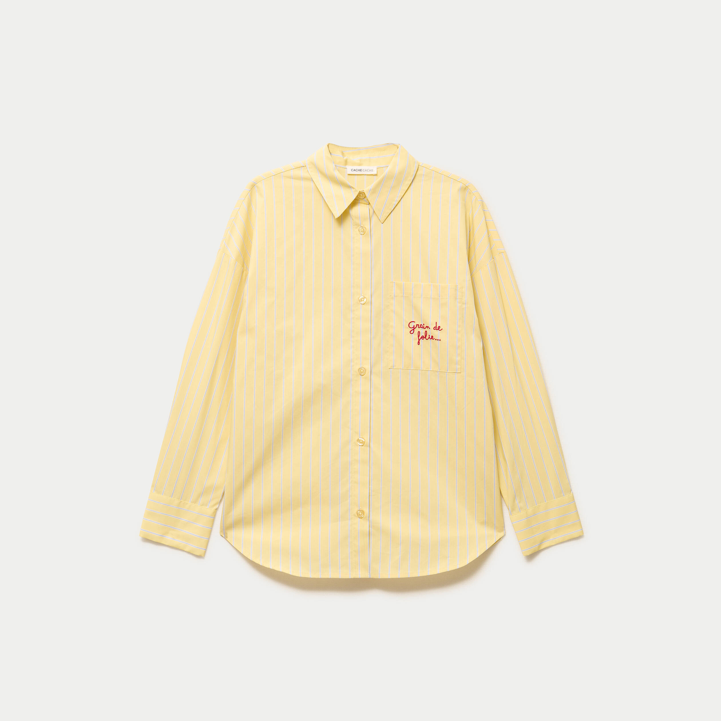 Chemise oversize manches longues jaune femme