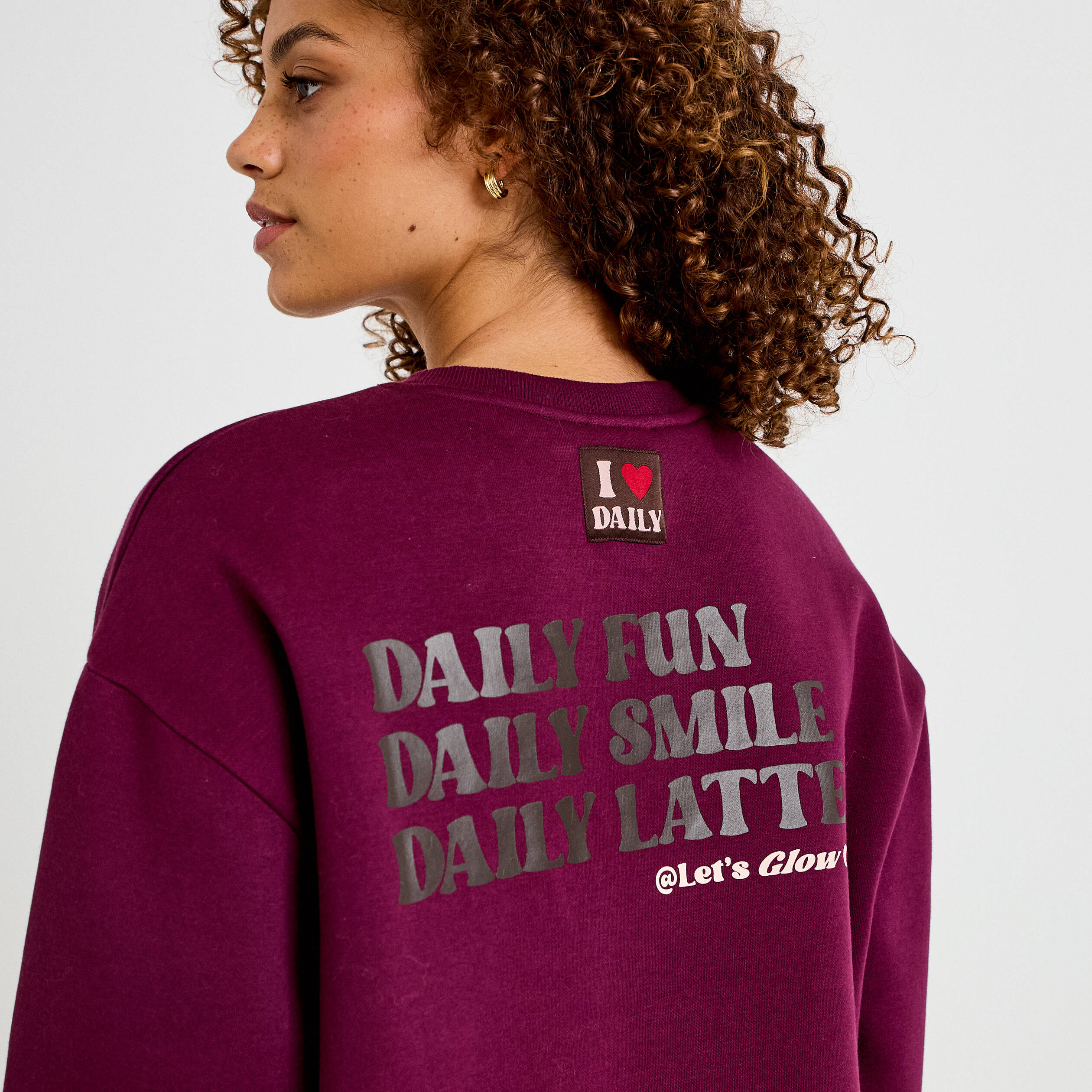 Sweat droit manches longues violet fonc&eacute; femme