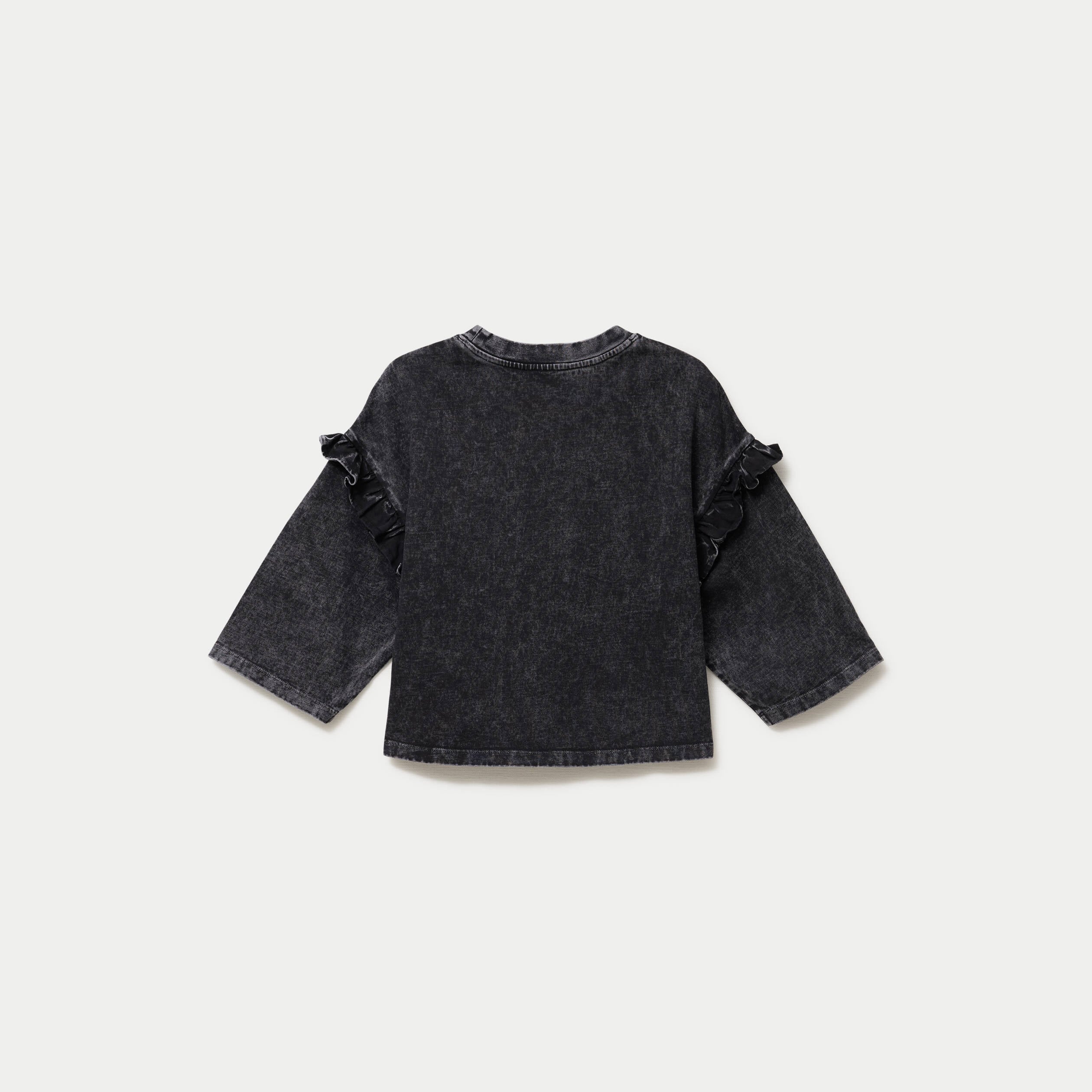 T-shirt oversize court manches longues gris fonc&eacute; femme
