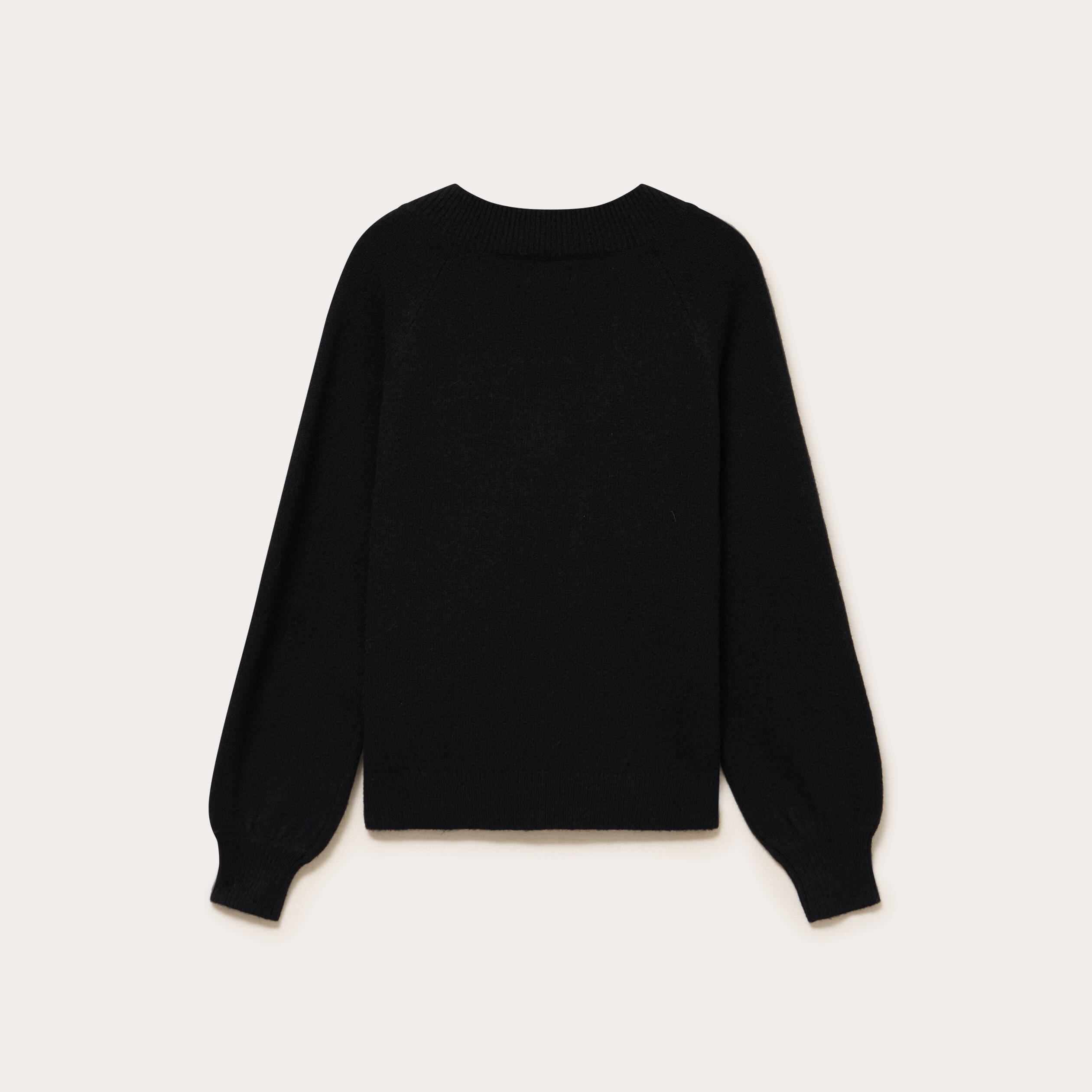 Pull col v manches longues noir femme
