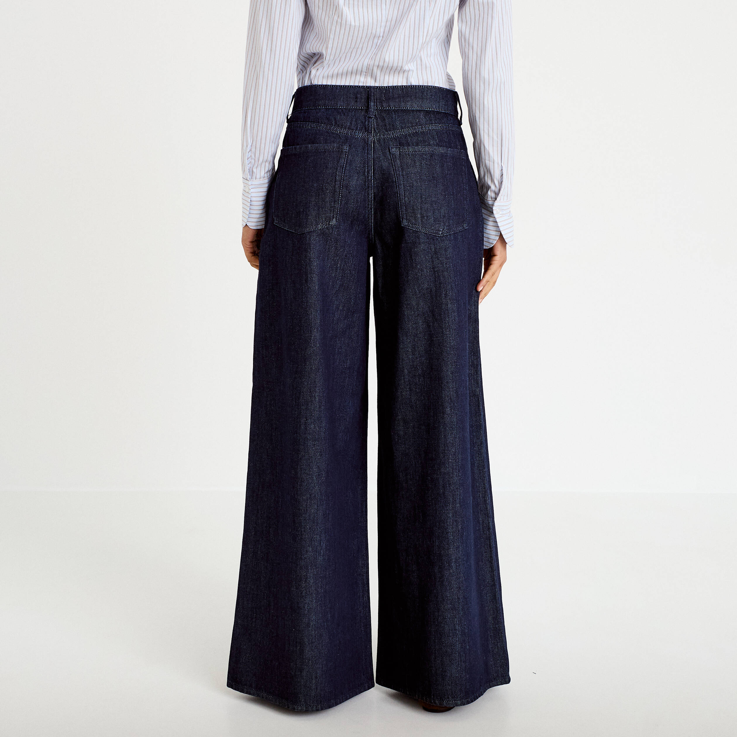 Jean wide leg taille haute denim brut femme