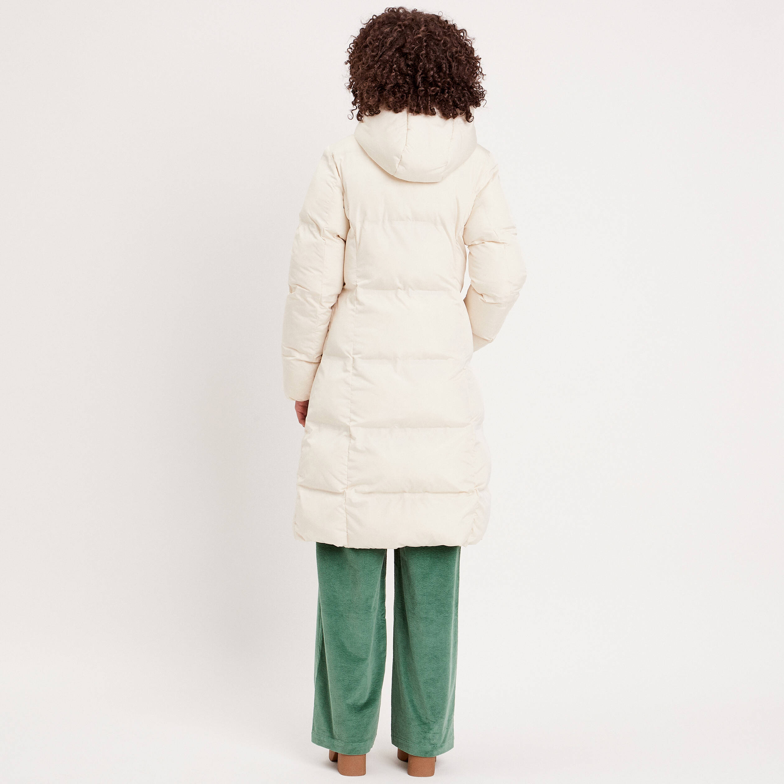 Doudoune longue à capuche ecru femme