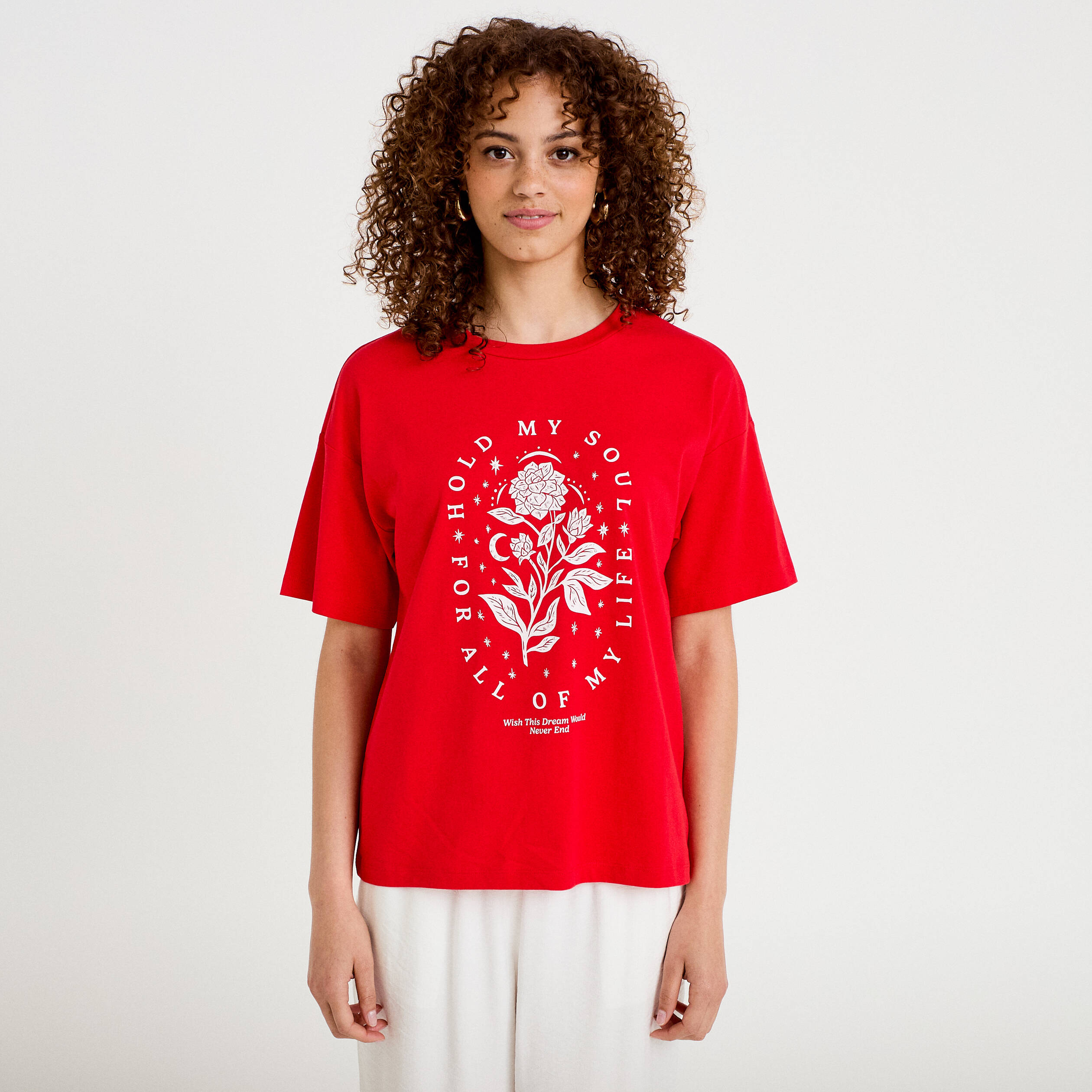T-shirt oversize manches courtes rouge femme