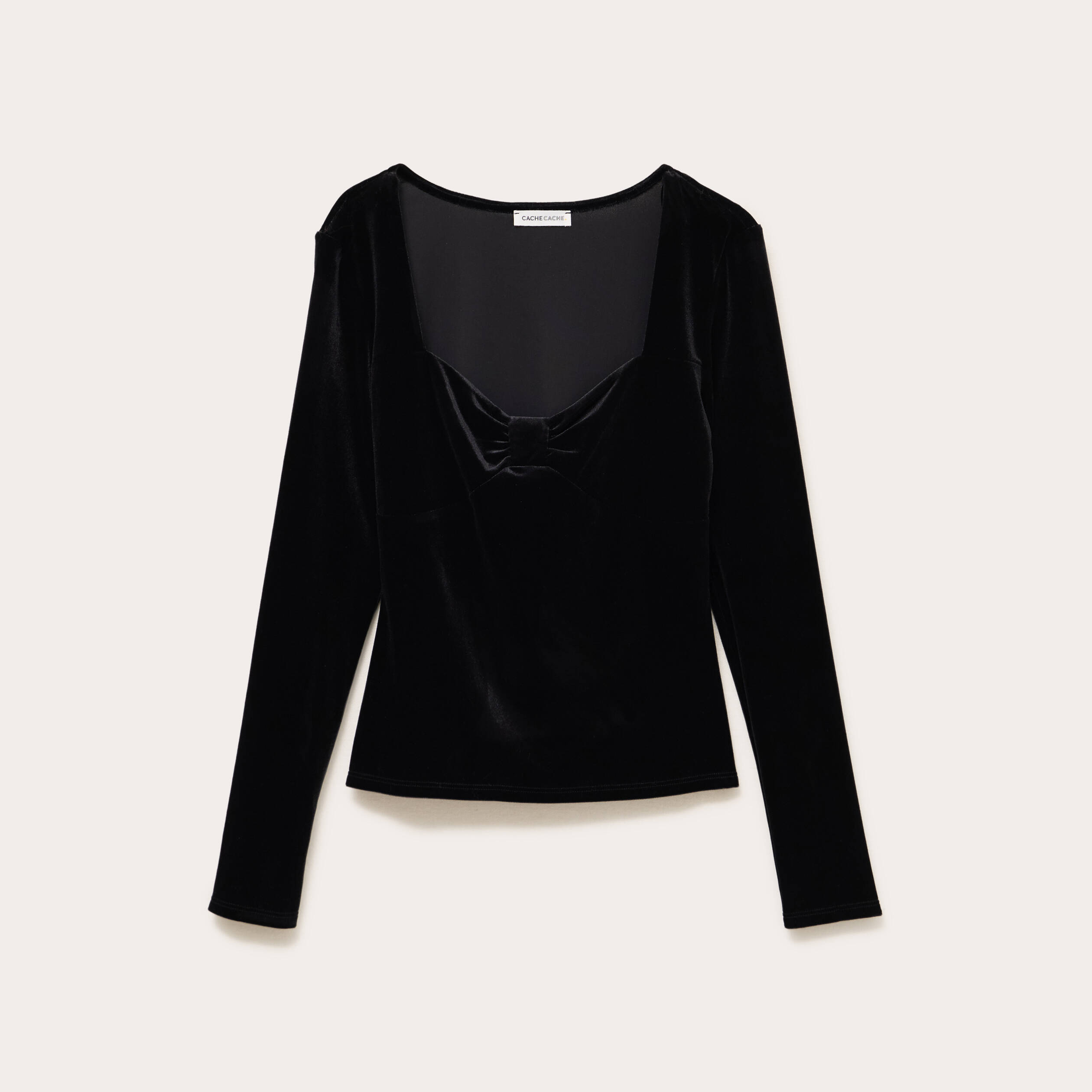 Top ajust&eacute; velours noir femme