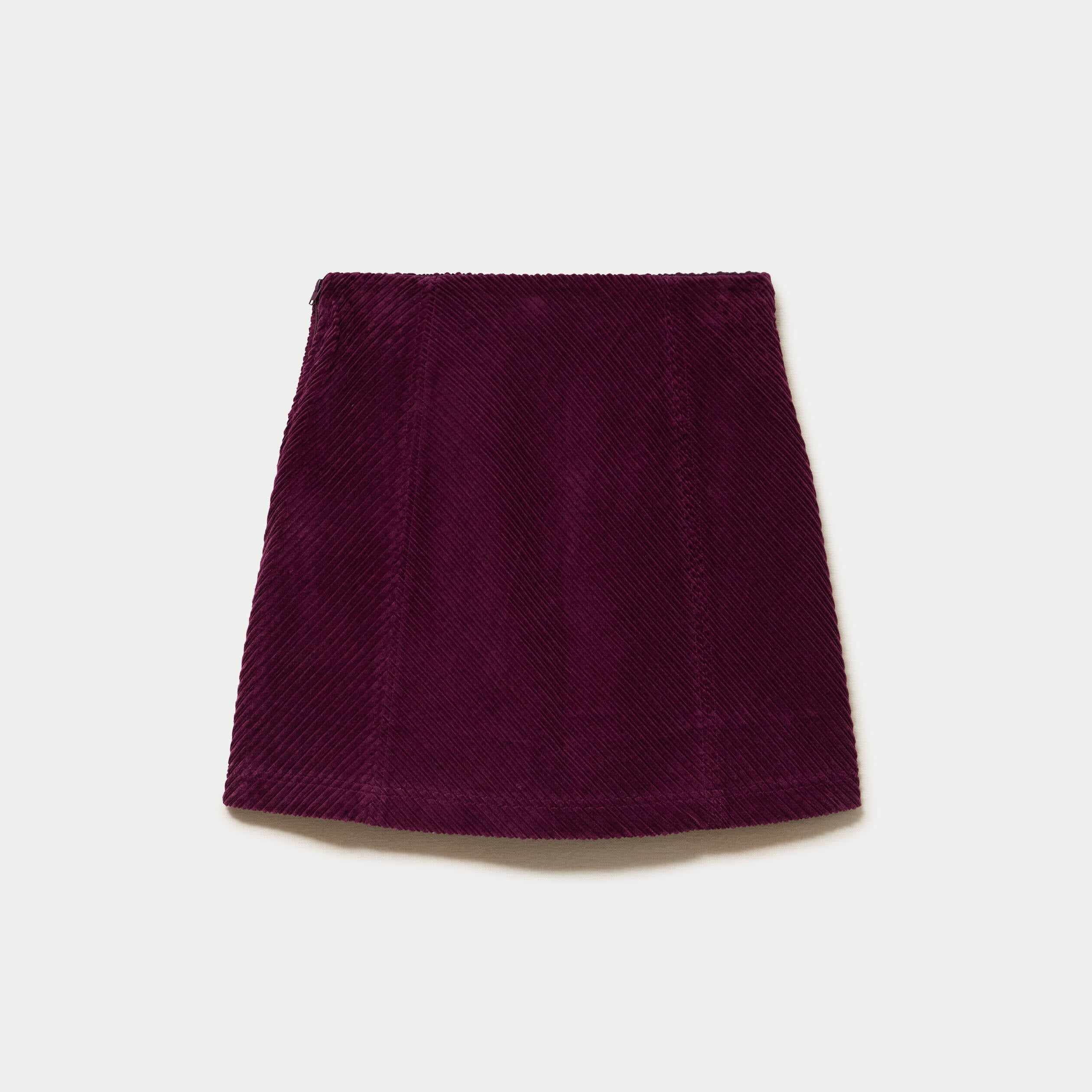 Jupe trap&egrave;ze en velours prune femme