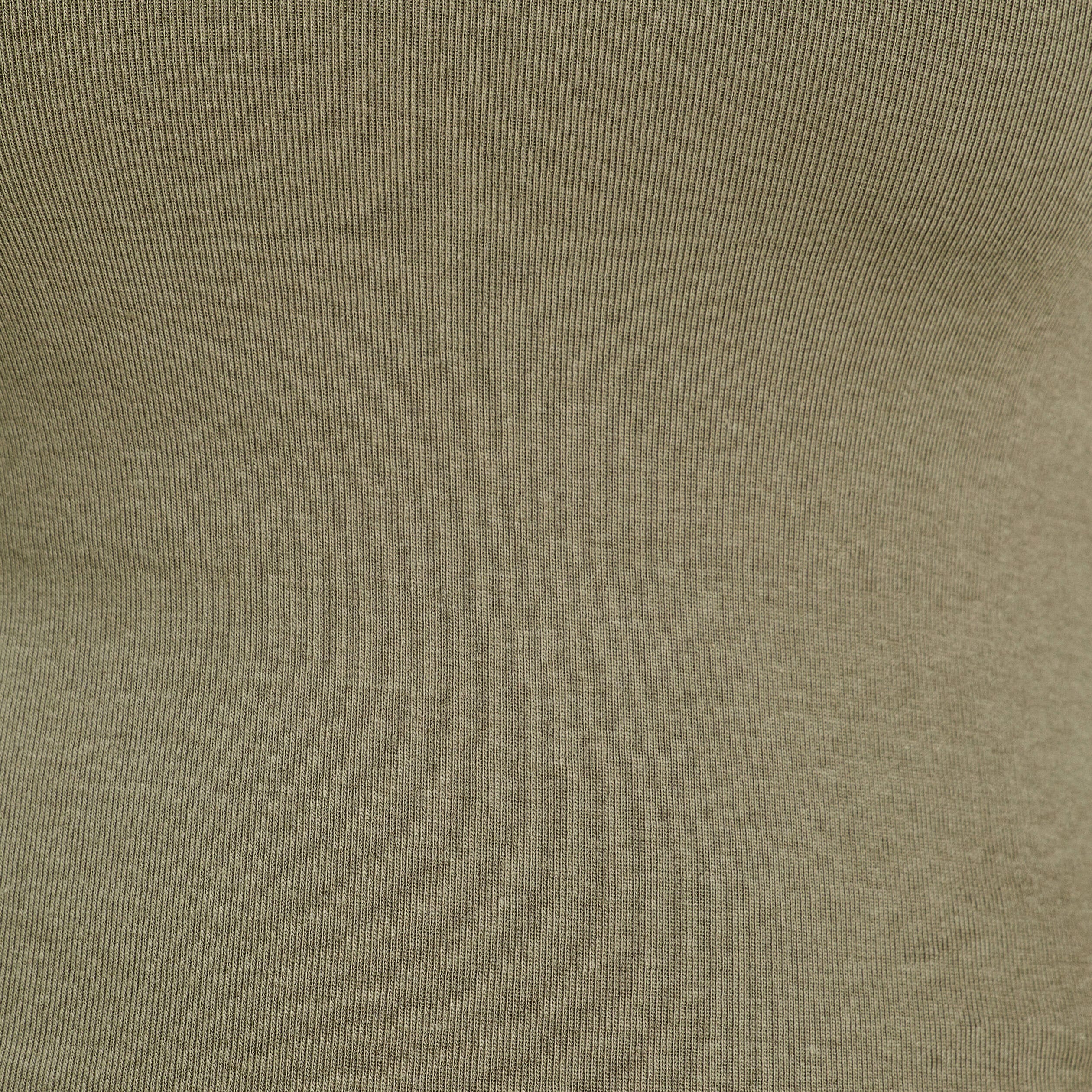 T-shirt cintr&eacute; col rond manches longues vert kaki femme