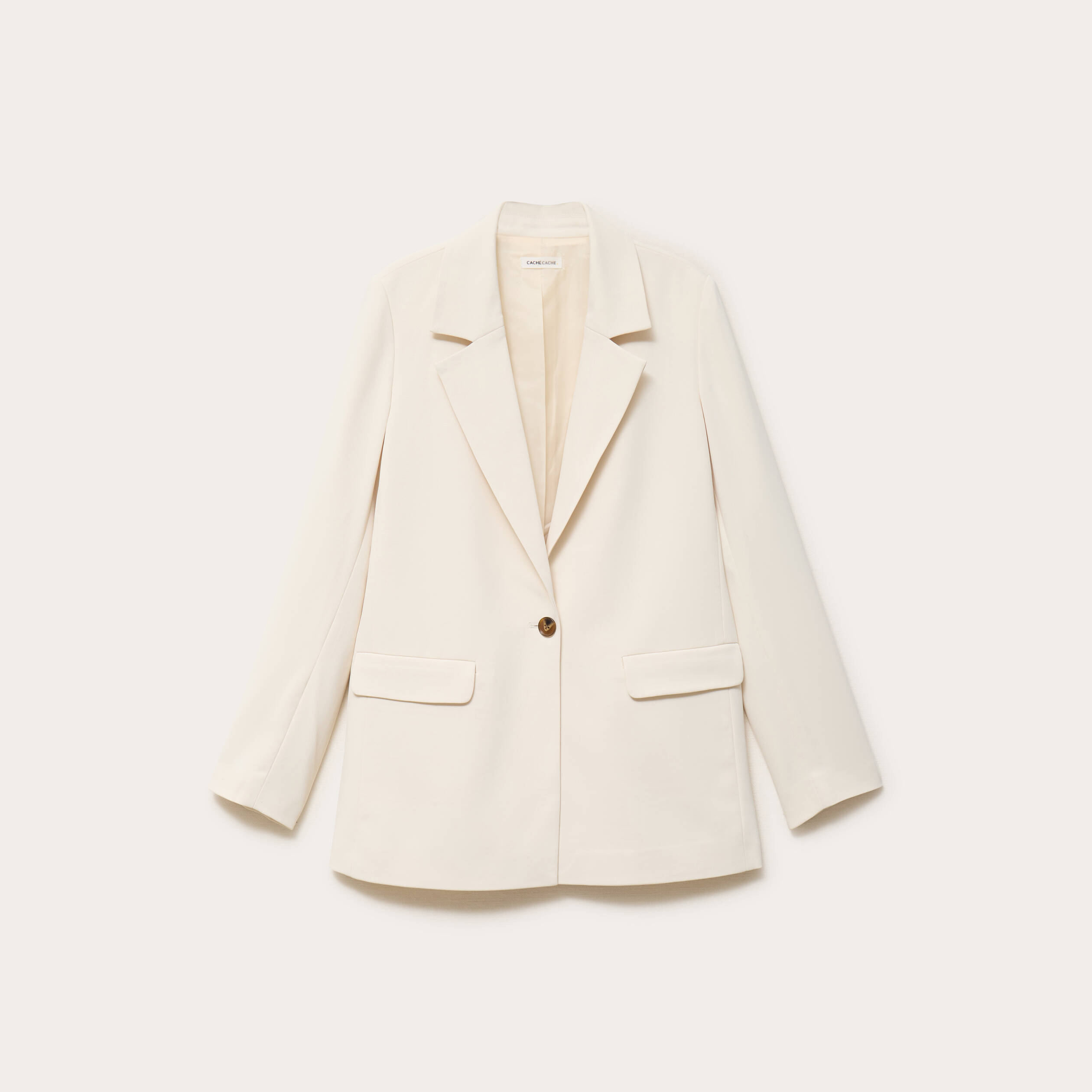 Veste cintr&eacute;e manches longues ecru femme