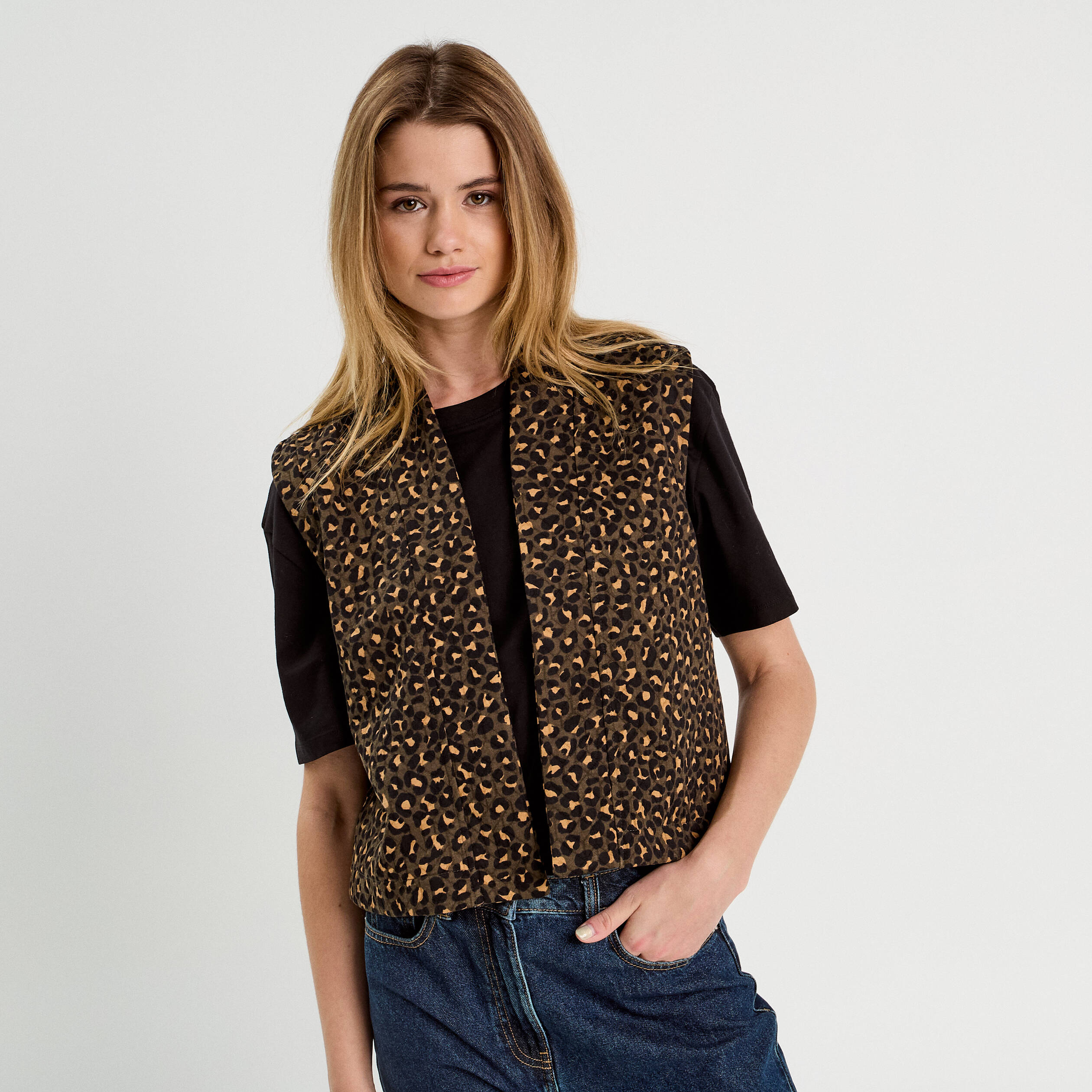 Gilet sans manches matelassé vert kaki femme