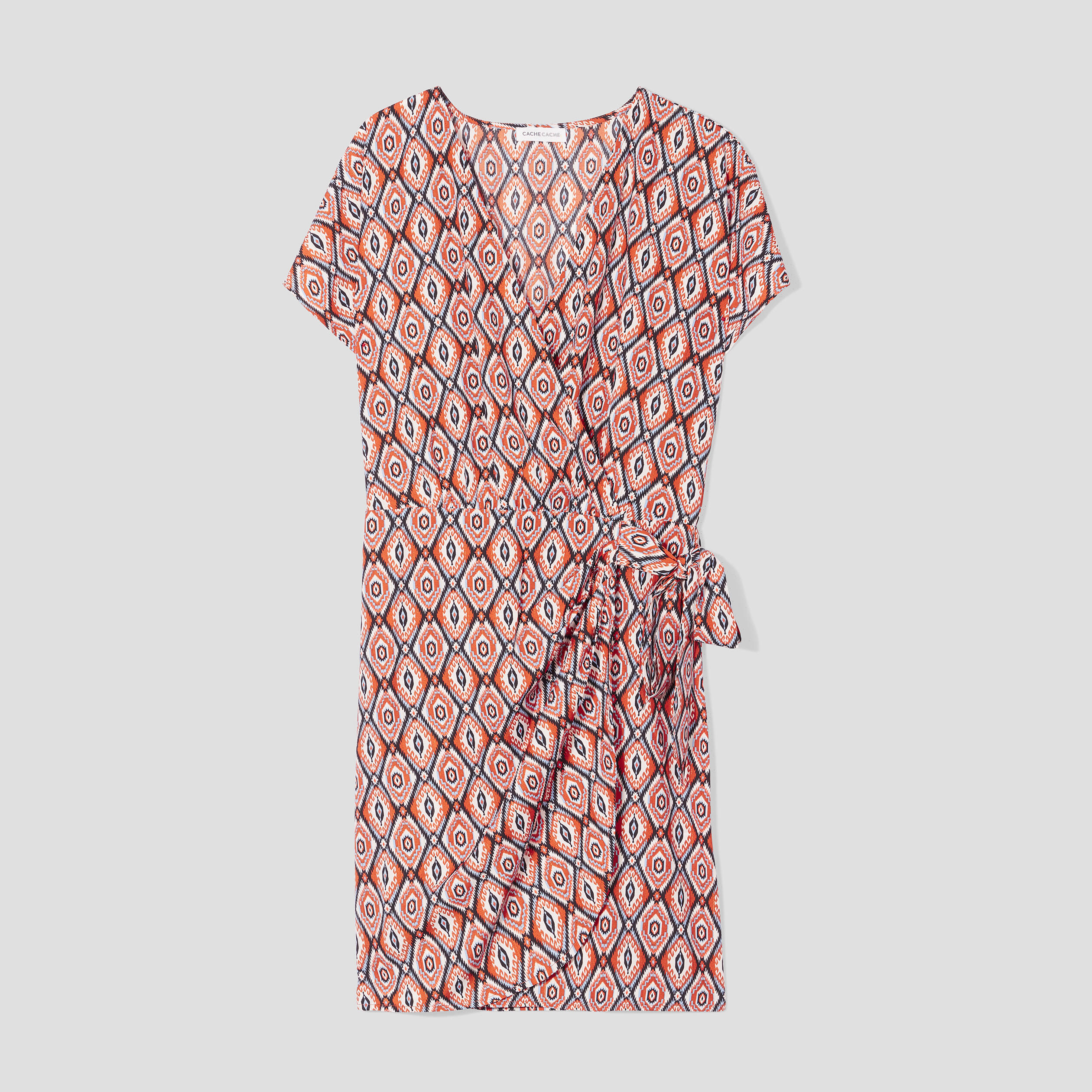 robe portefeuille avec noeud beige femme Robe portefeuille avec noeud beige femme