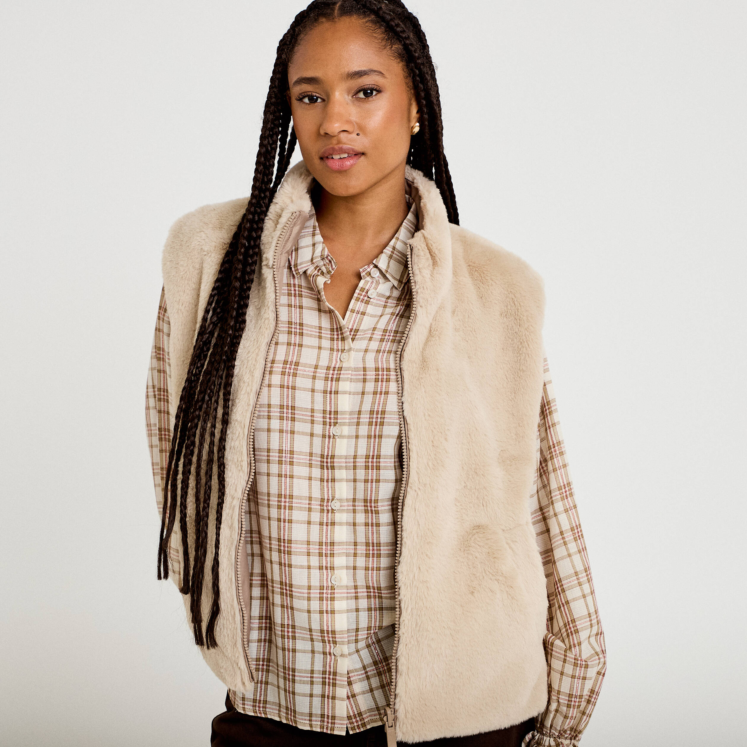 Veste r&eacute;versible sans manches beige femme