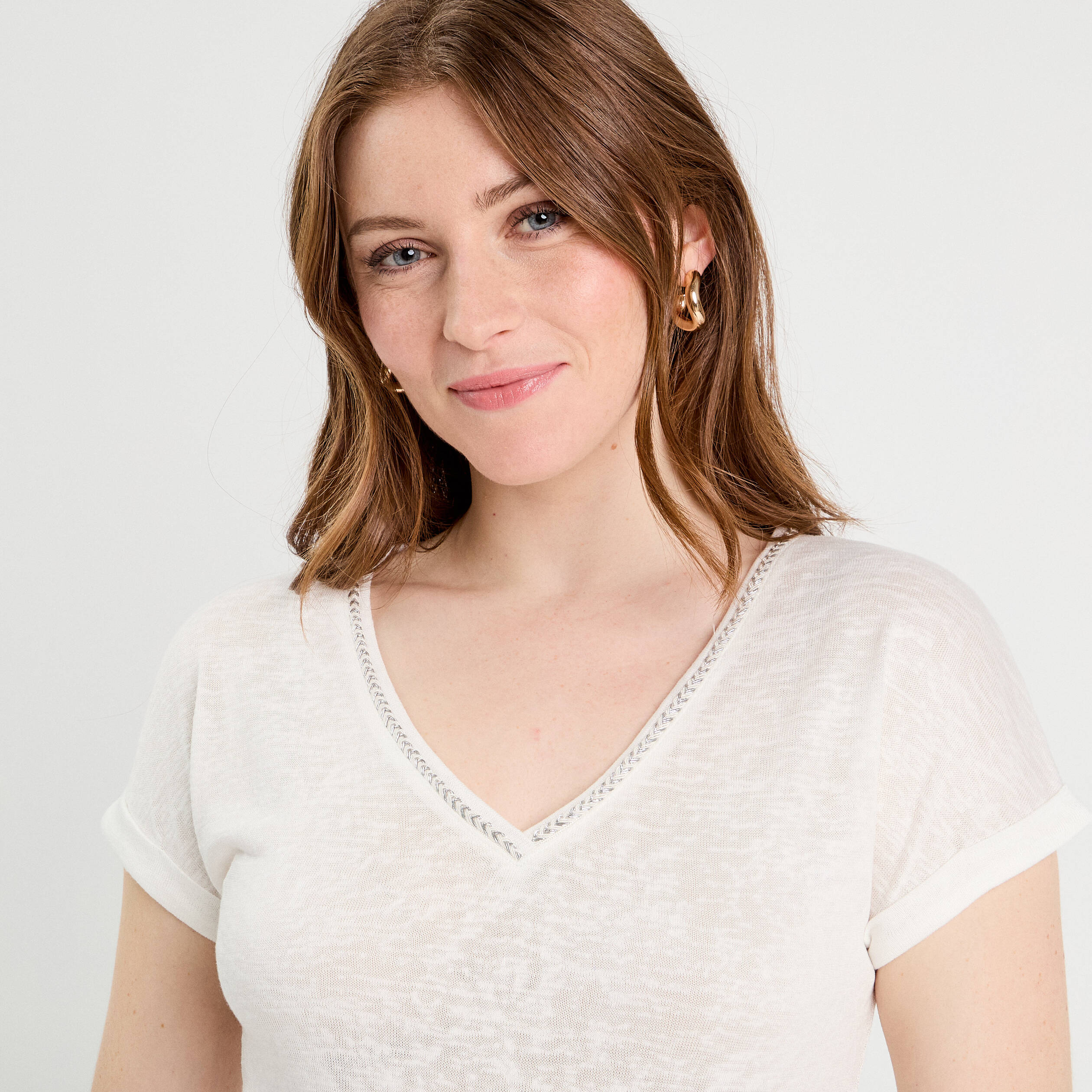 t shirt detail noeud ecru femme T-shirt détail noeud ecru femme