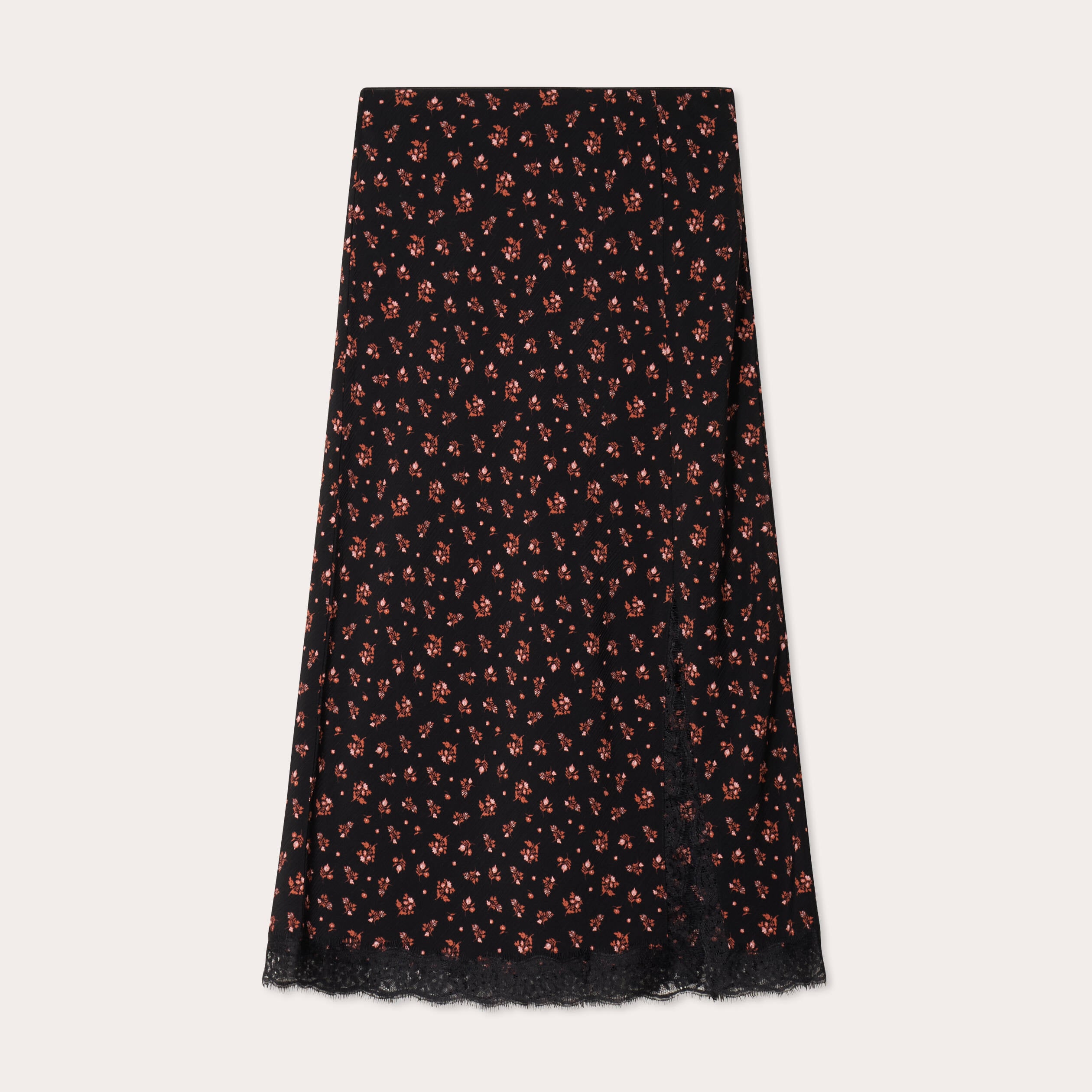 Jupe midi droite fendue noir femme