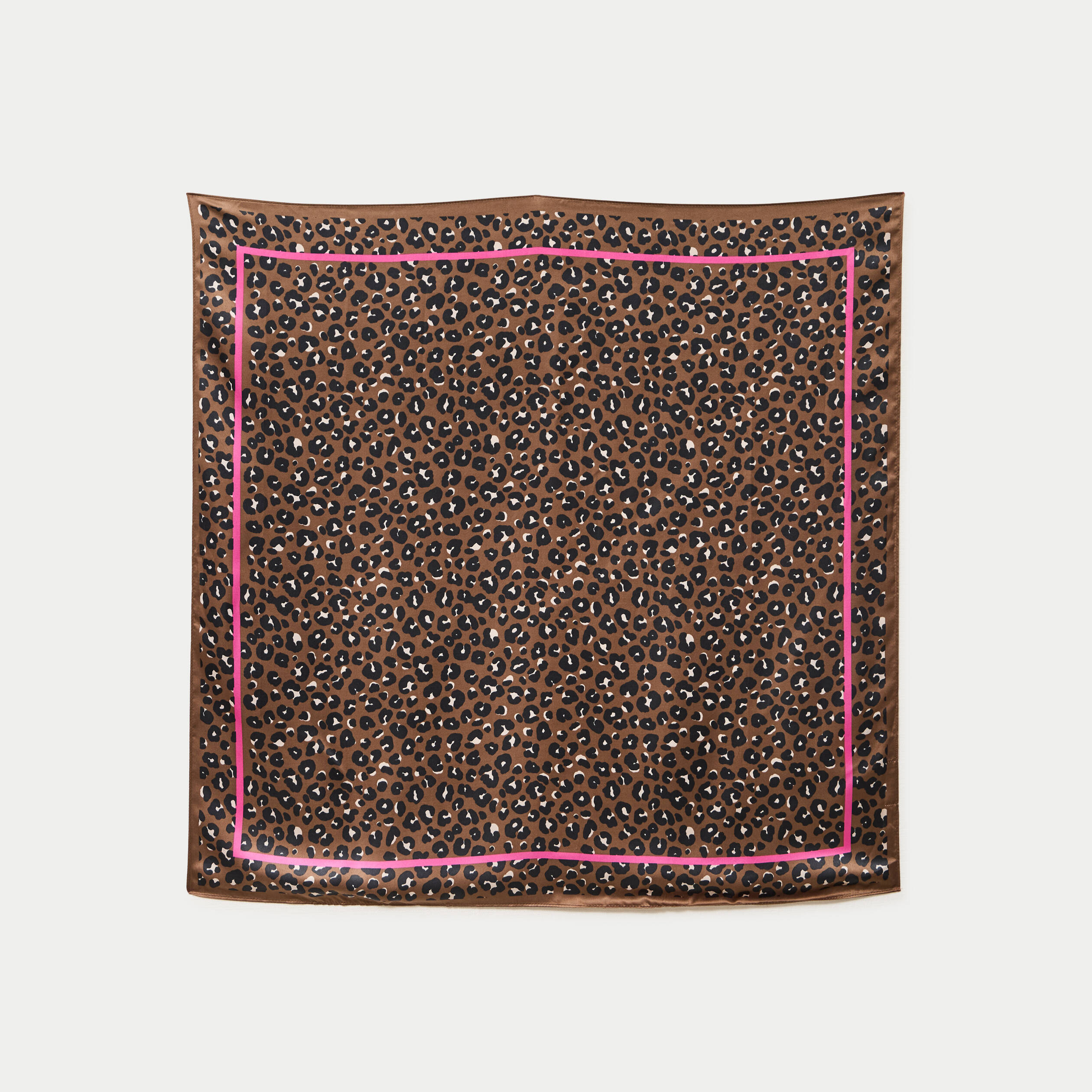 Foulard carr&eacute; satin taupe femme