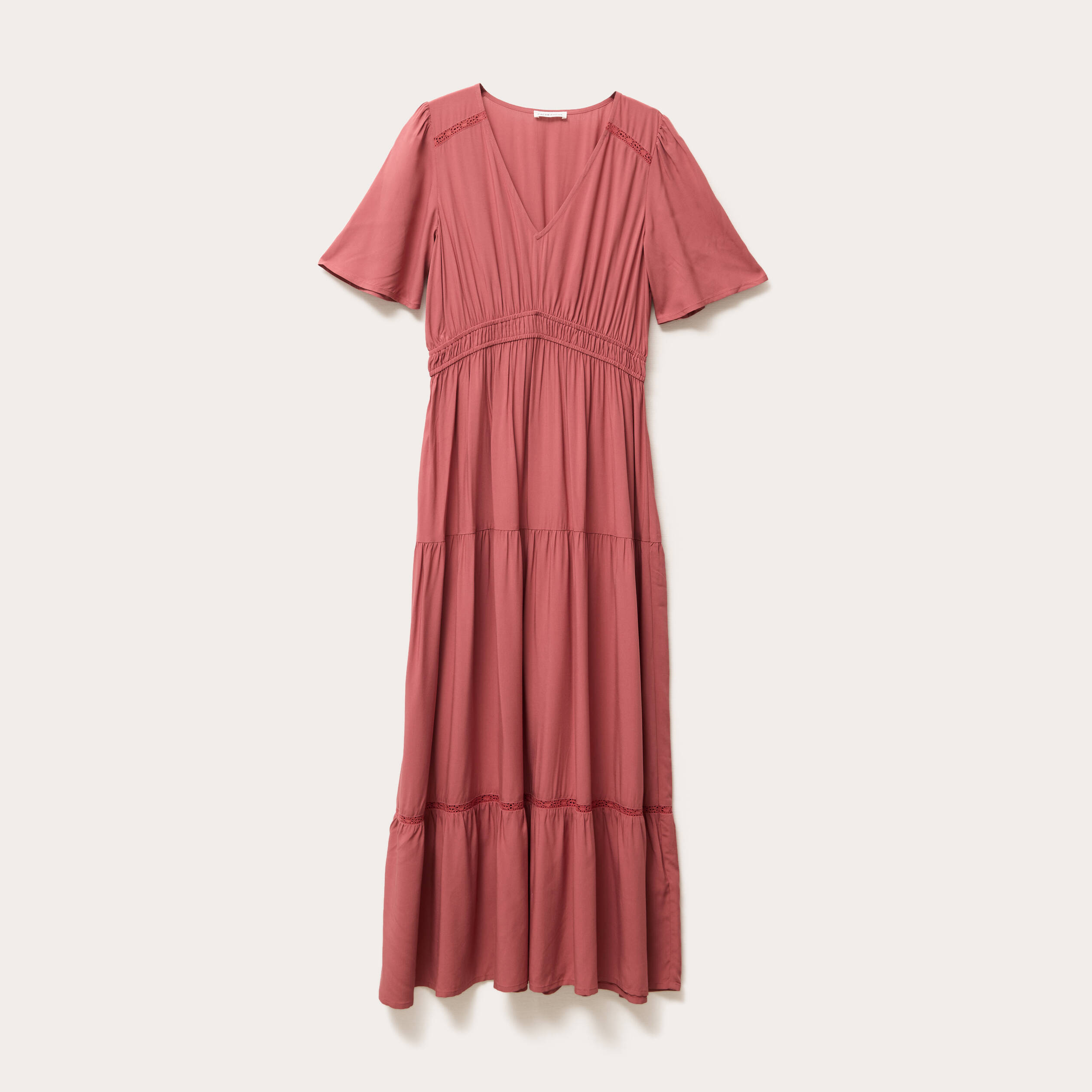 robe longue evasee vieux rose femme Robe longue évasée vieux rose femme
