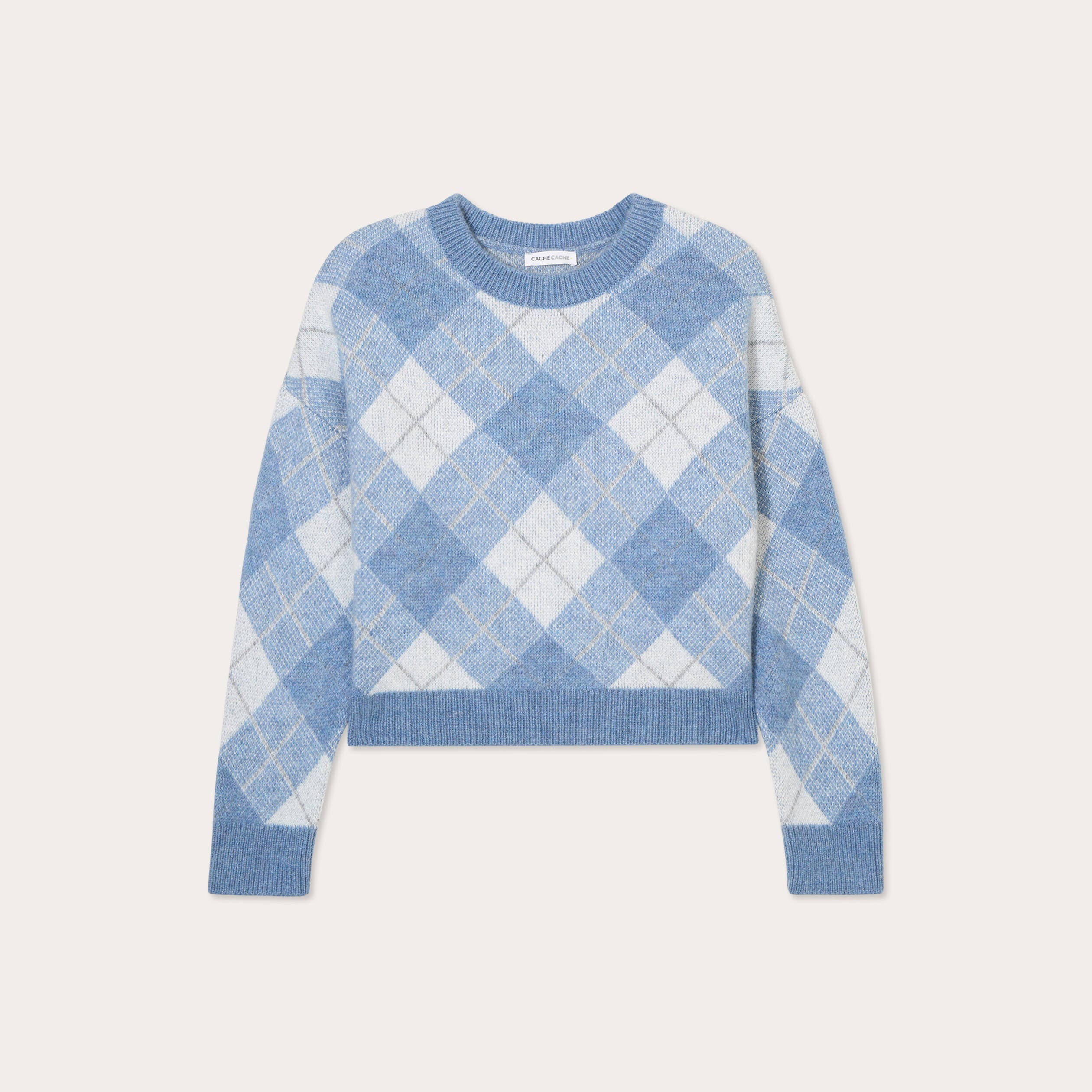 Pull manches longues bleu femme
