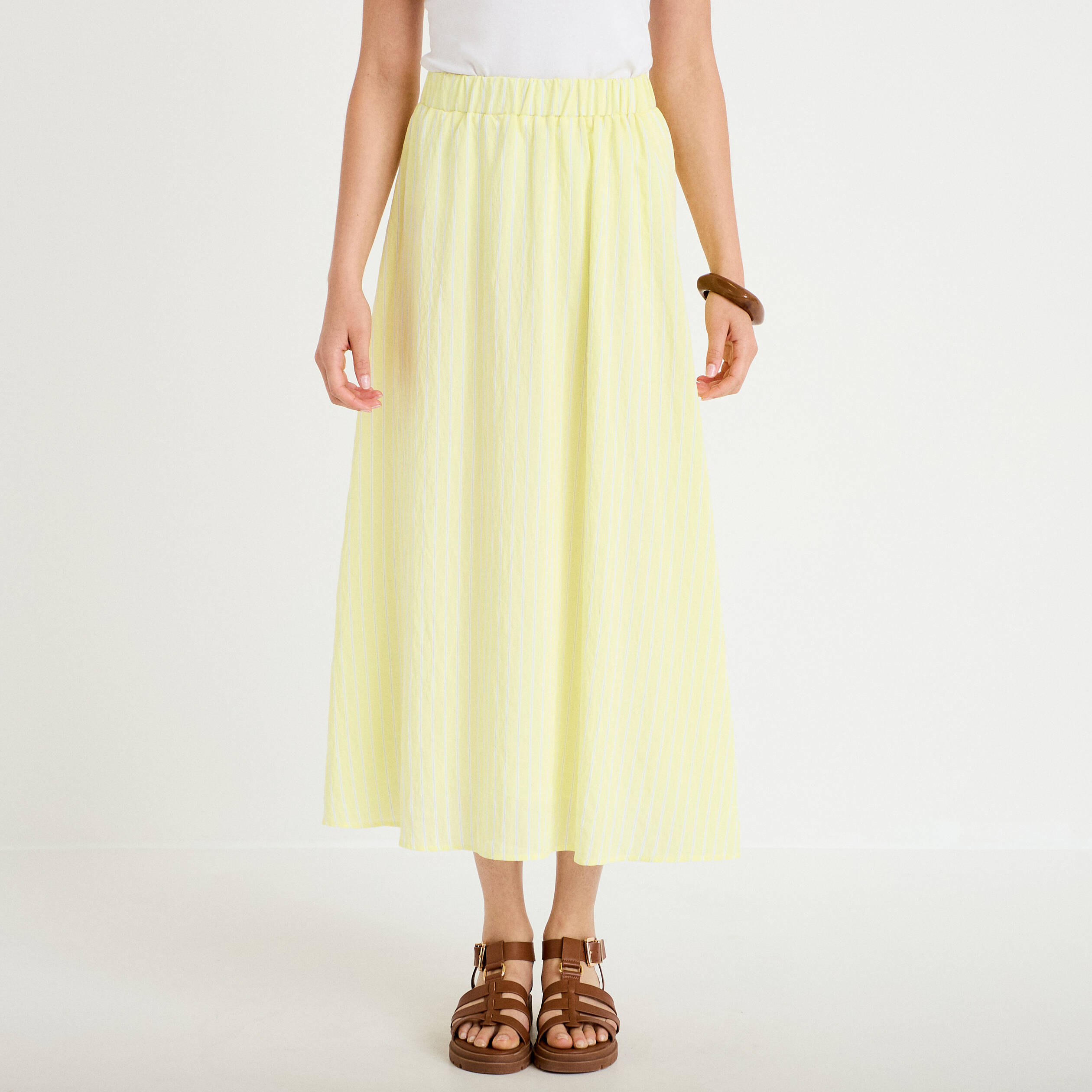 Jupon &eacute;vas&eacute; longueur 3/4 jaune femme