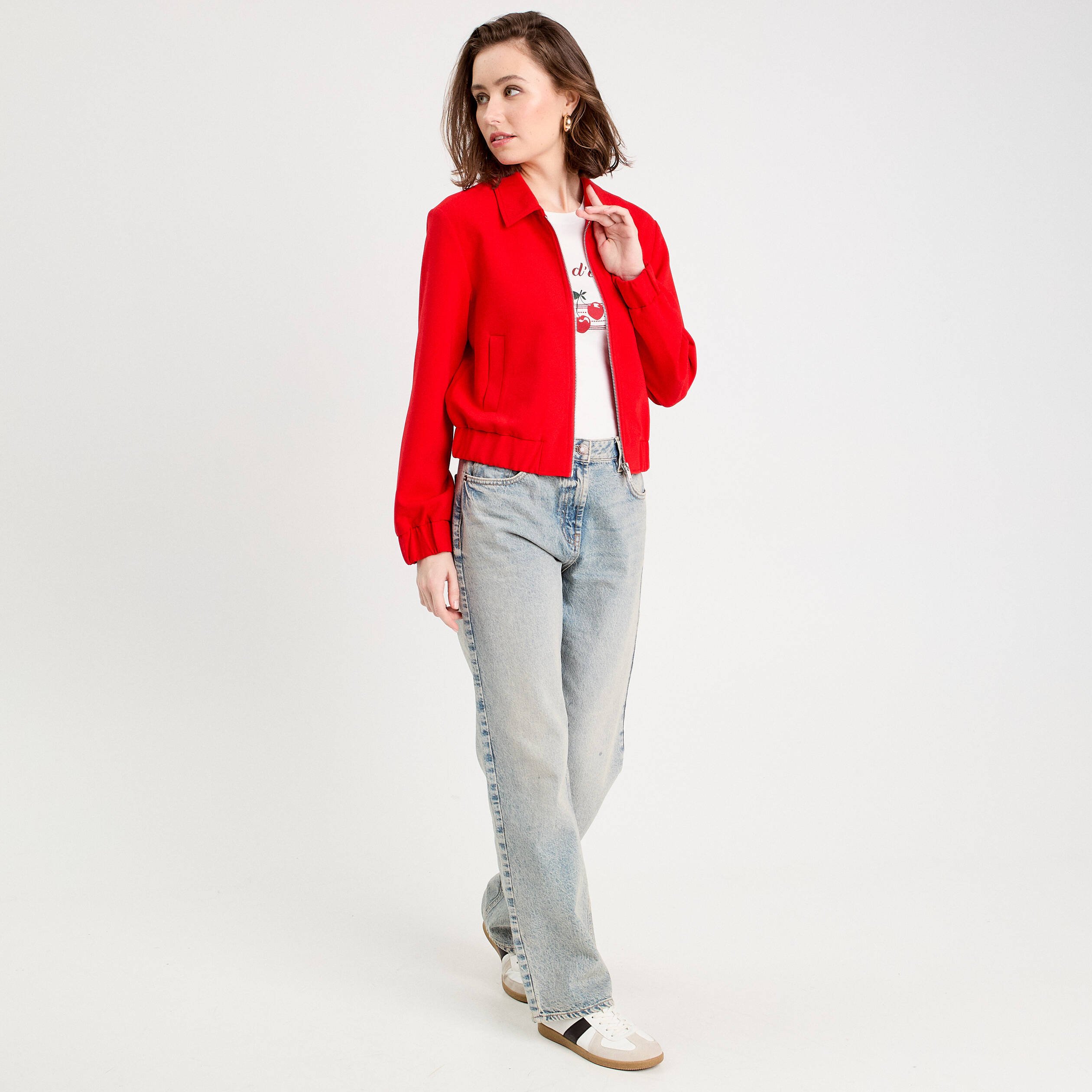 Veste zippée rouge femme