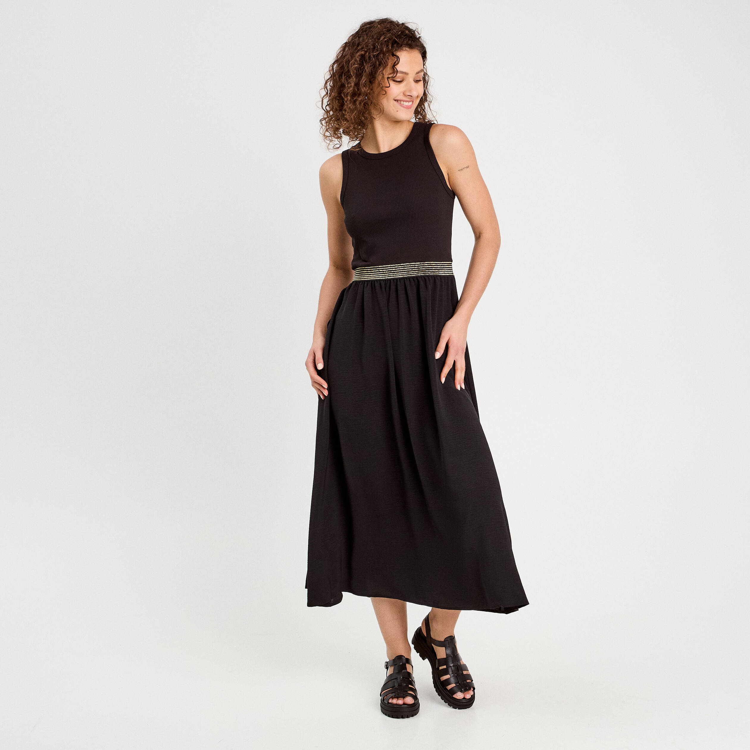 robe longue effet 2 en1 noir femme Robe longue effet 2-en1 noir femme