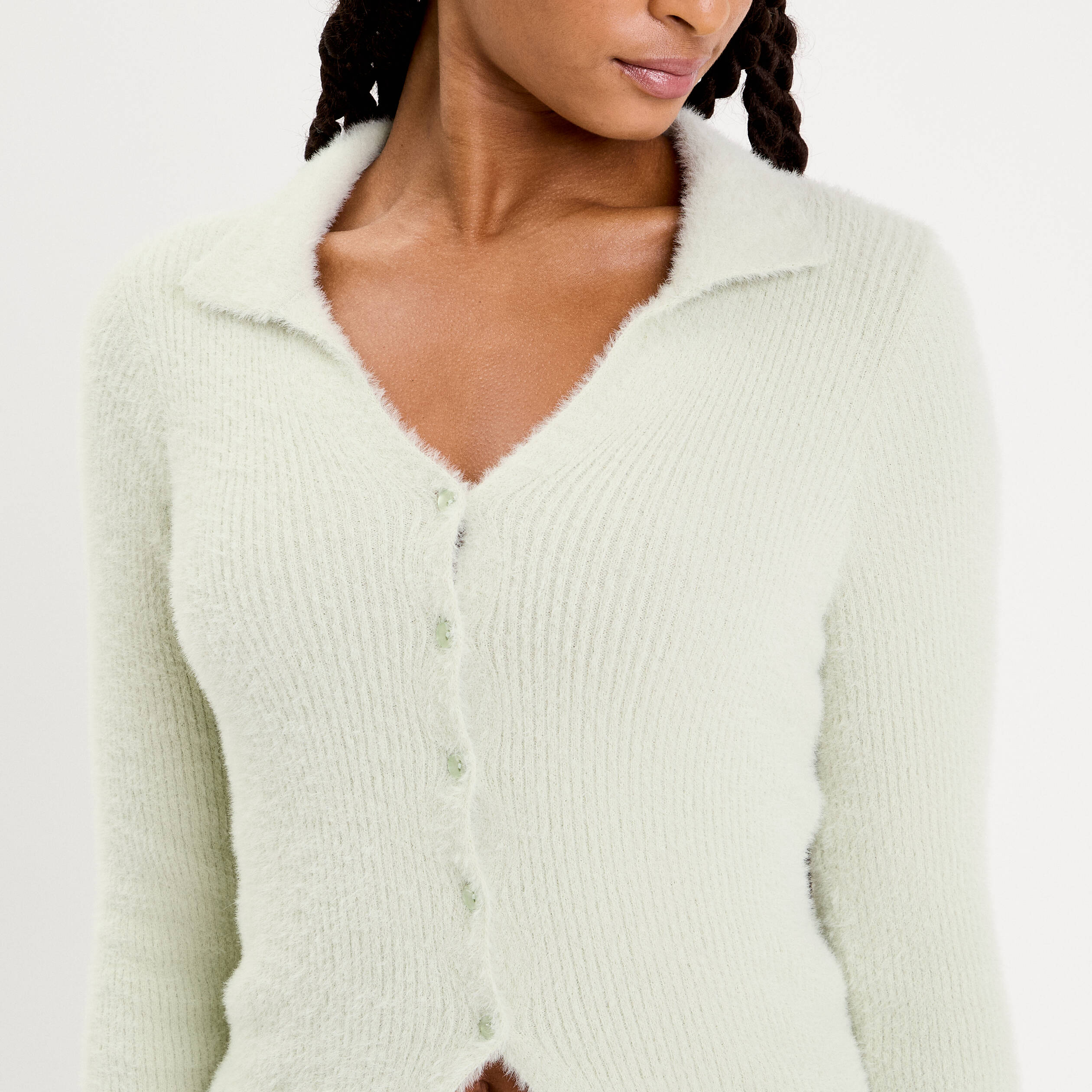 Gilet coupe ajust&eacute;e vert pastel femme