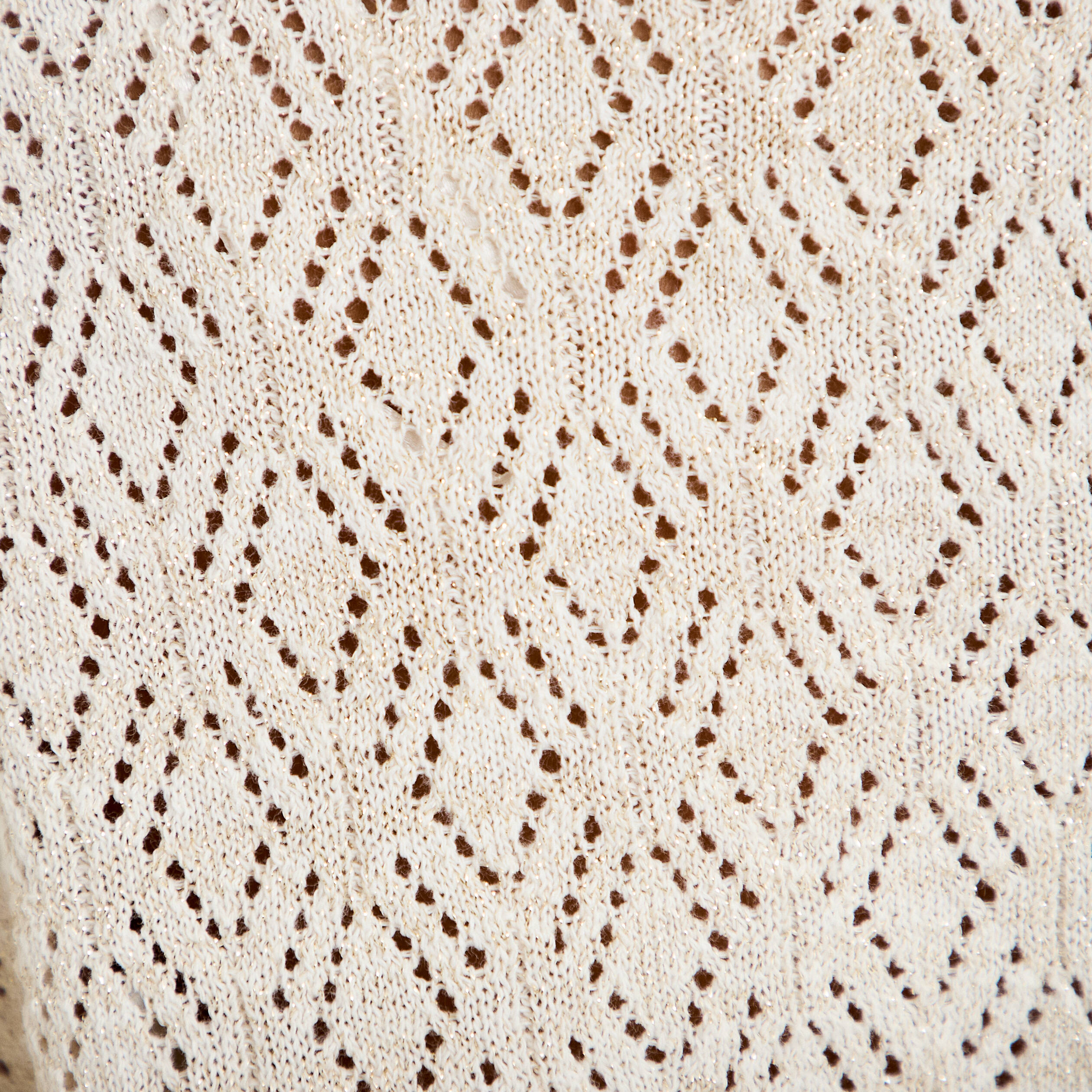 Pull ajour&eacute; col v manches courtes ecru femme