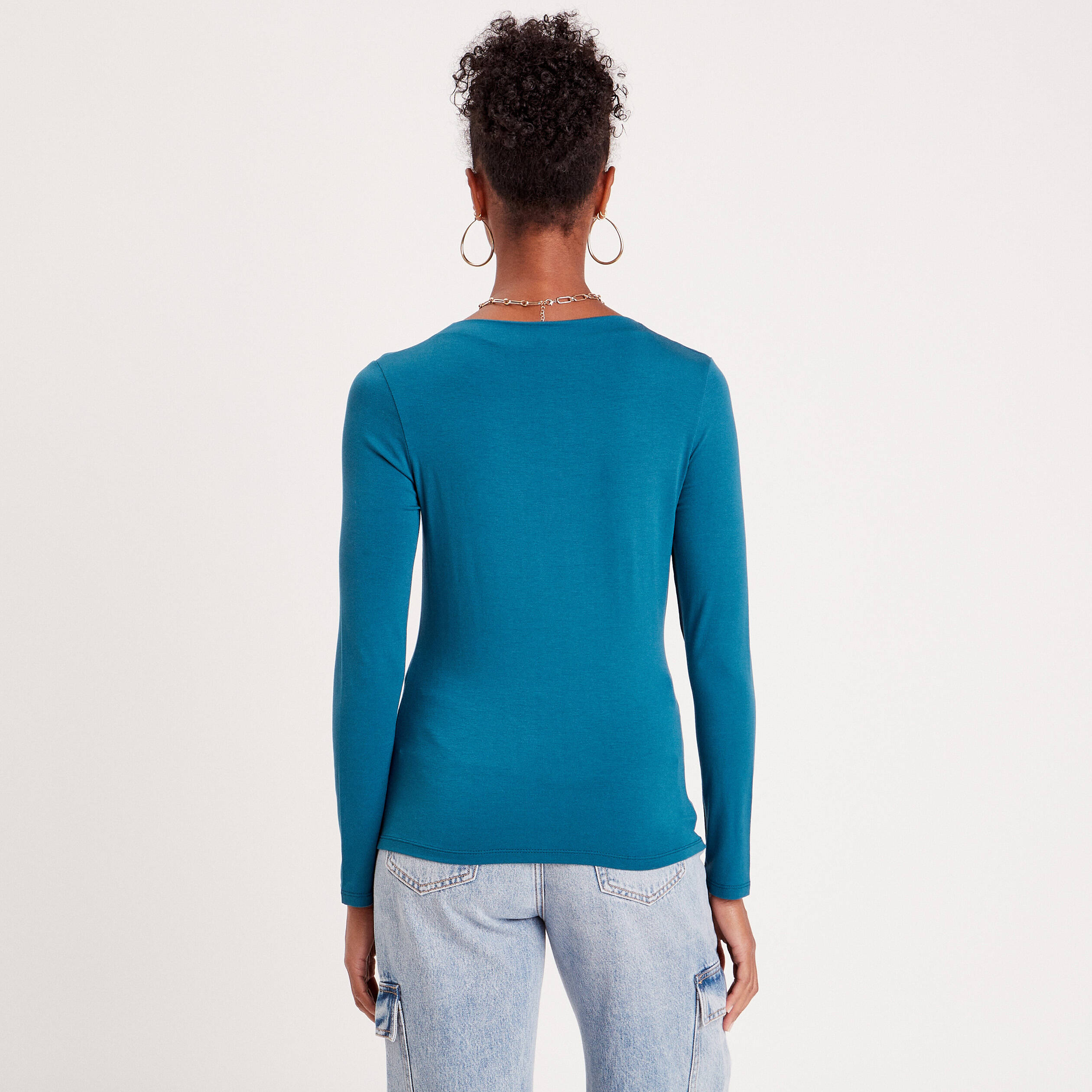 blouse manches longues anneau bleu canard femme Blouse manches longues anneau bleu canard femme