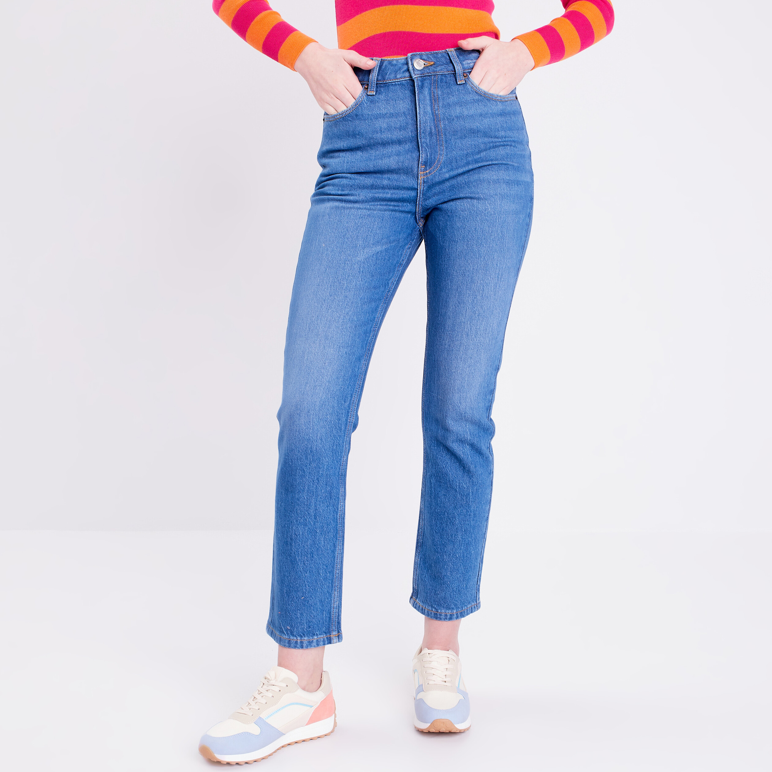 jeans slim taille haute denim stone femme Jeans slim taille haute denim stone femme