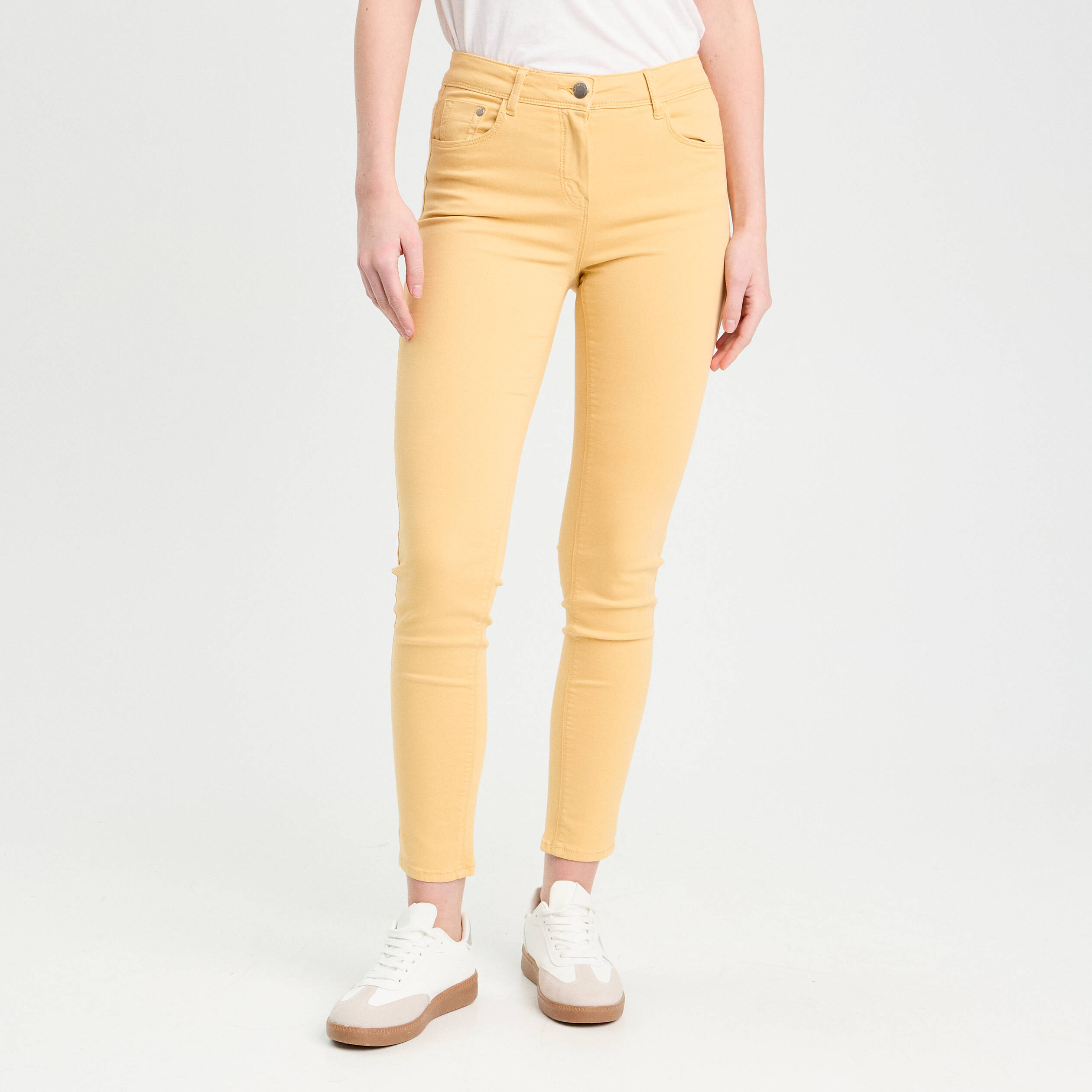 Jeans slim 5 poches jaune clair femme