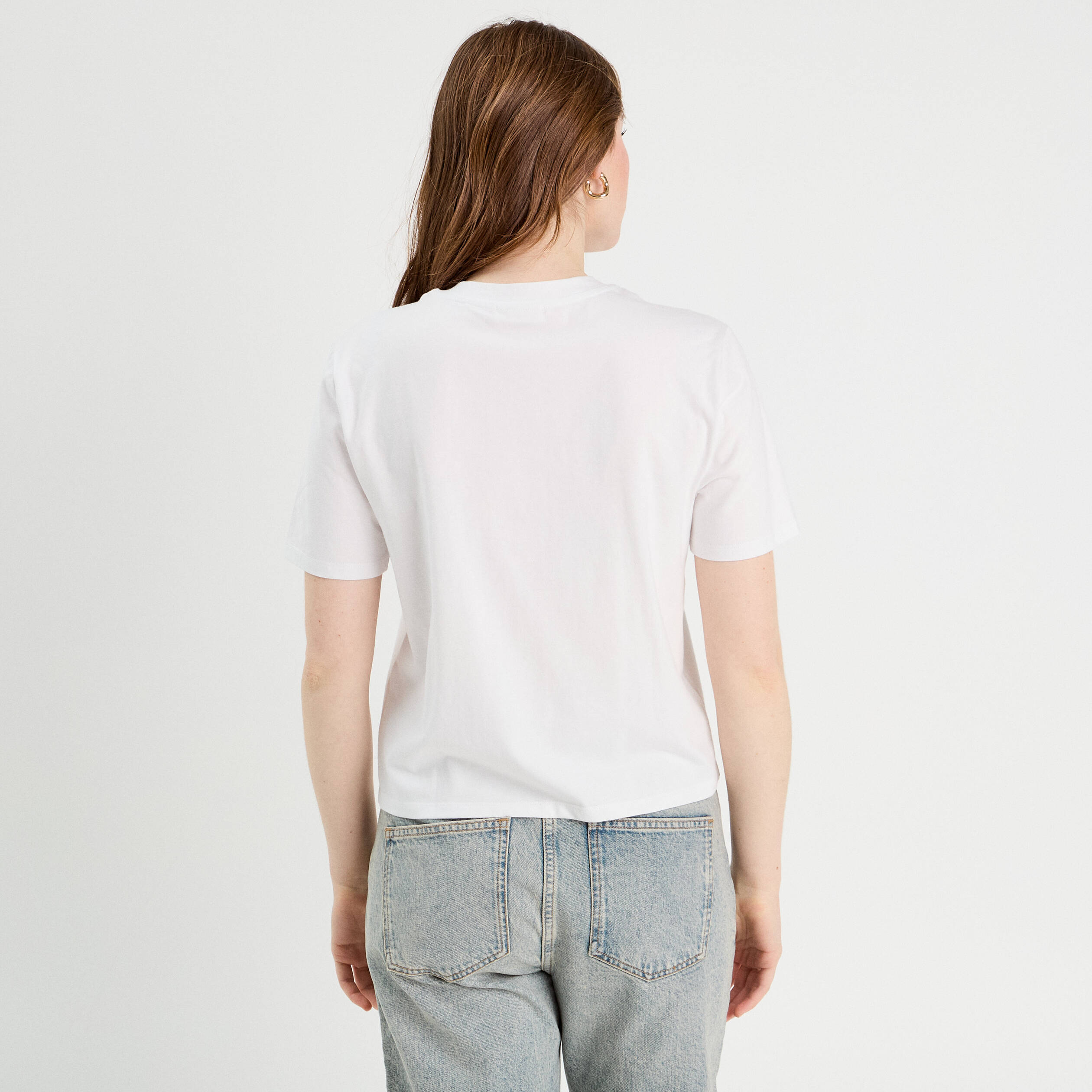 T-shirt détails fleurs blanc femme