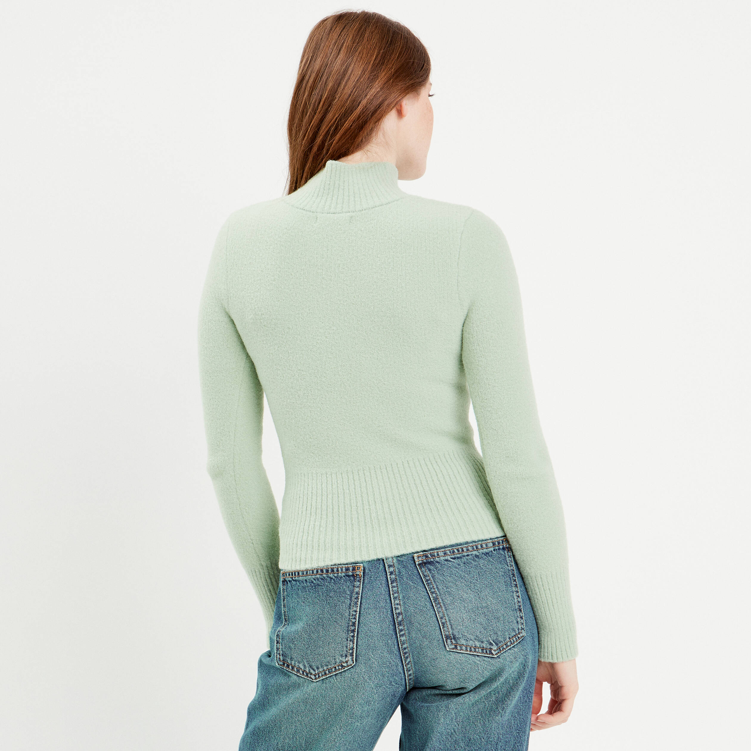 pull avec col montant vert fluo femme Pull avec col montant vert fluo femme