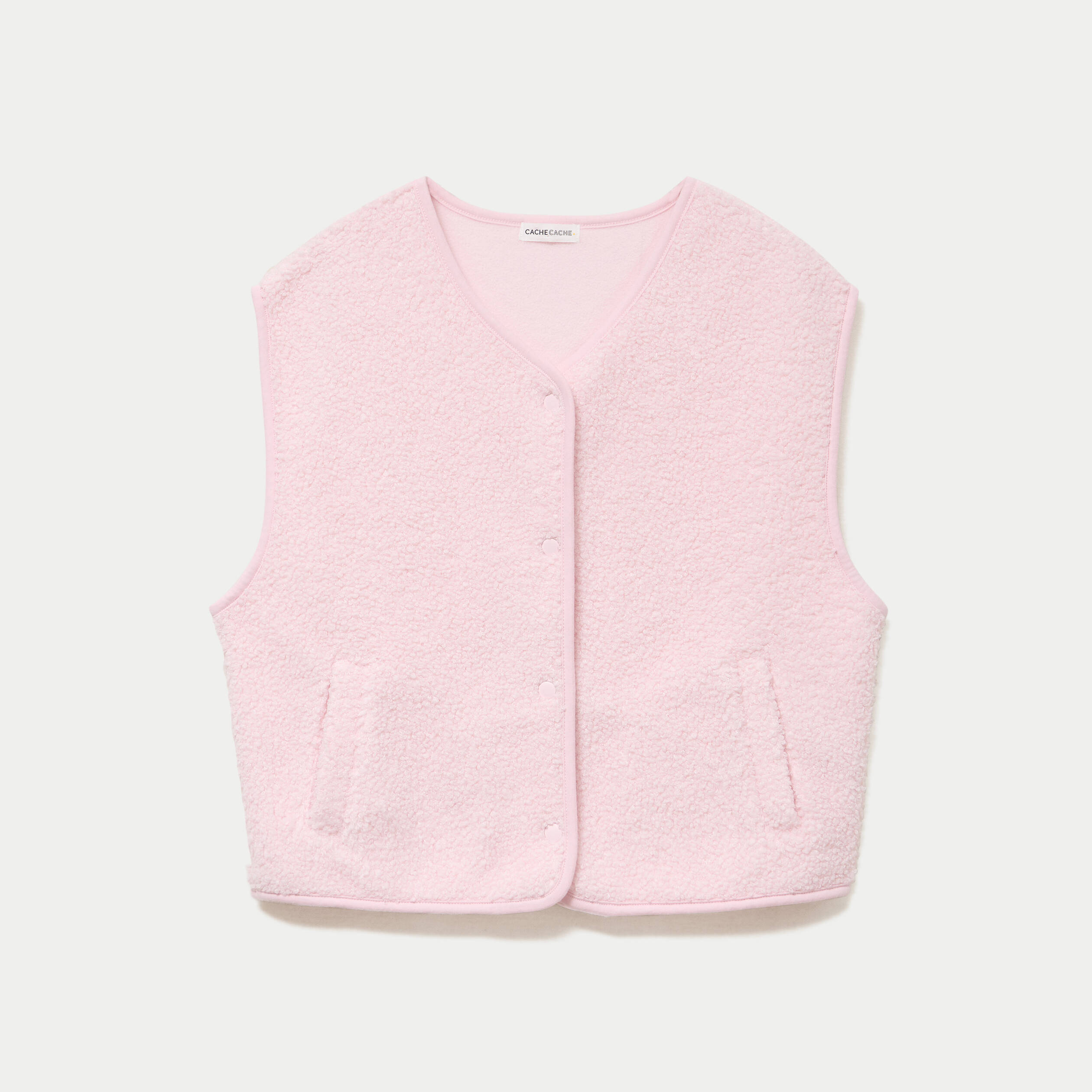 Gilet sans manches effet polaire rose clair femme