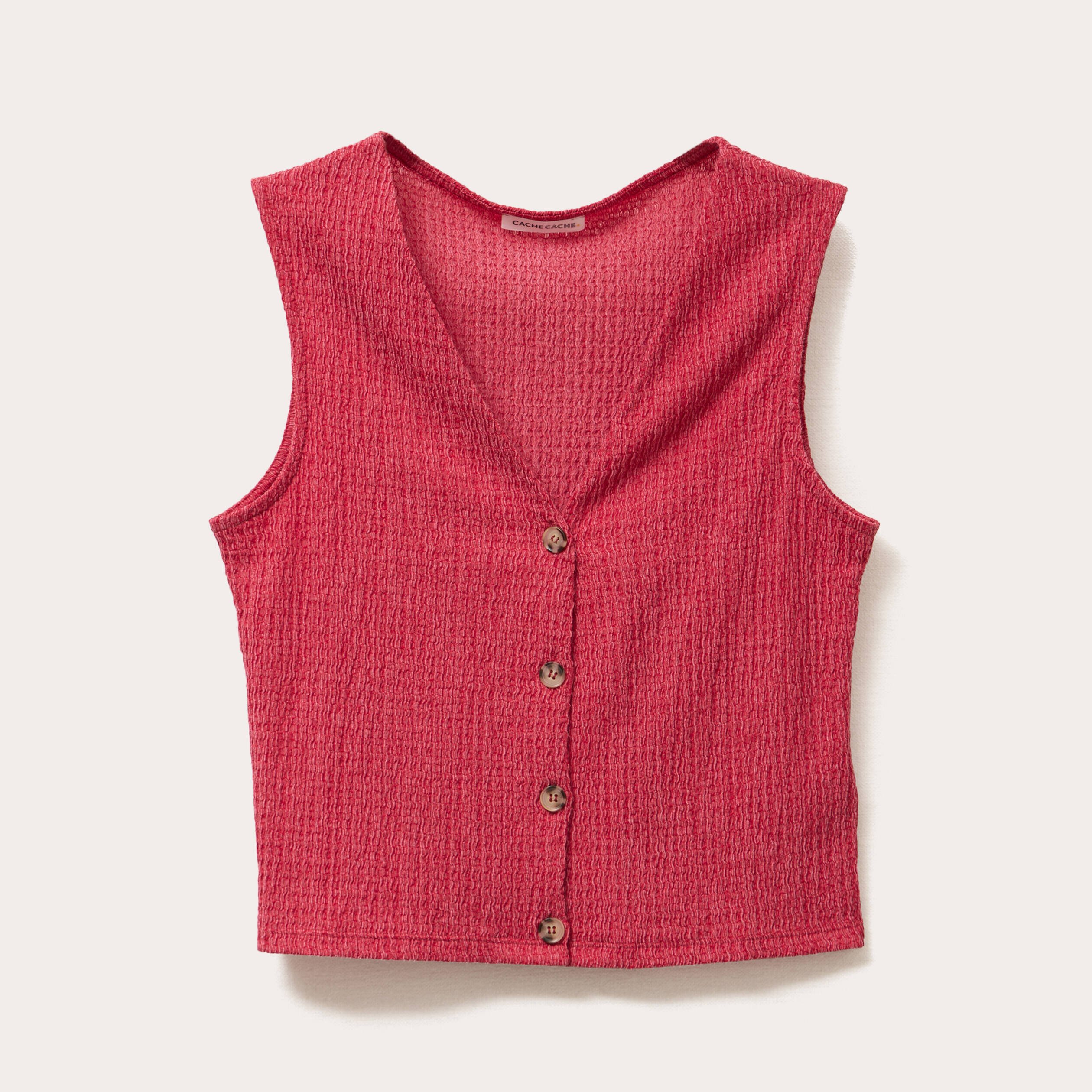 Débardeur sans manches rouge foncé femme