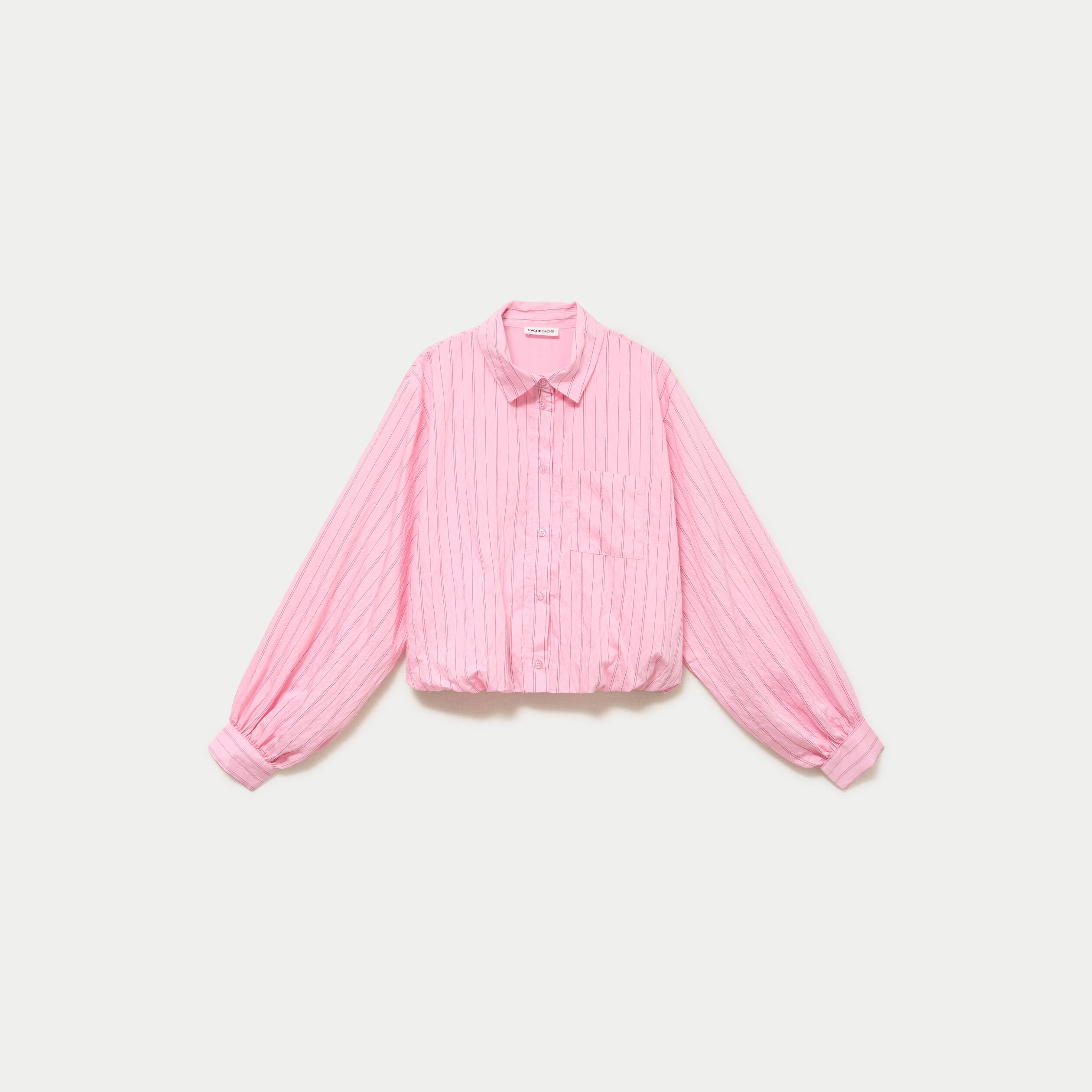 Chemise ample cropped effet boule rose femme