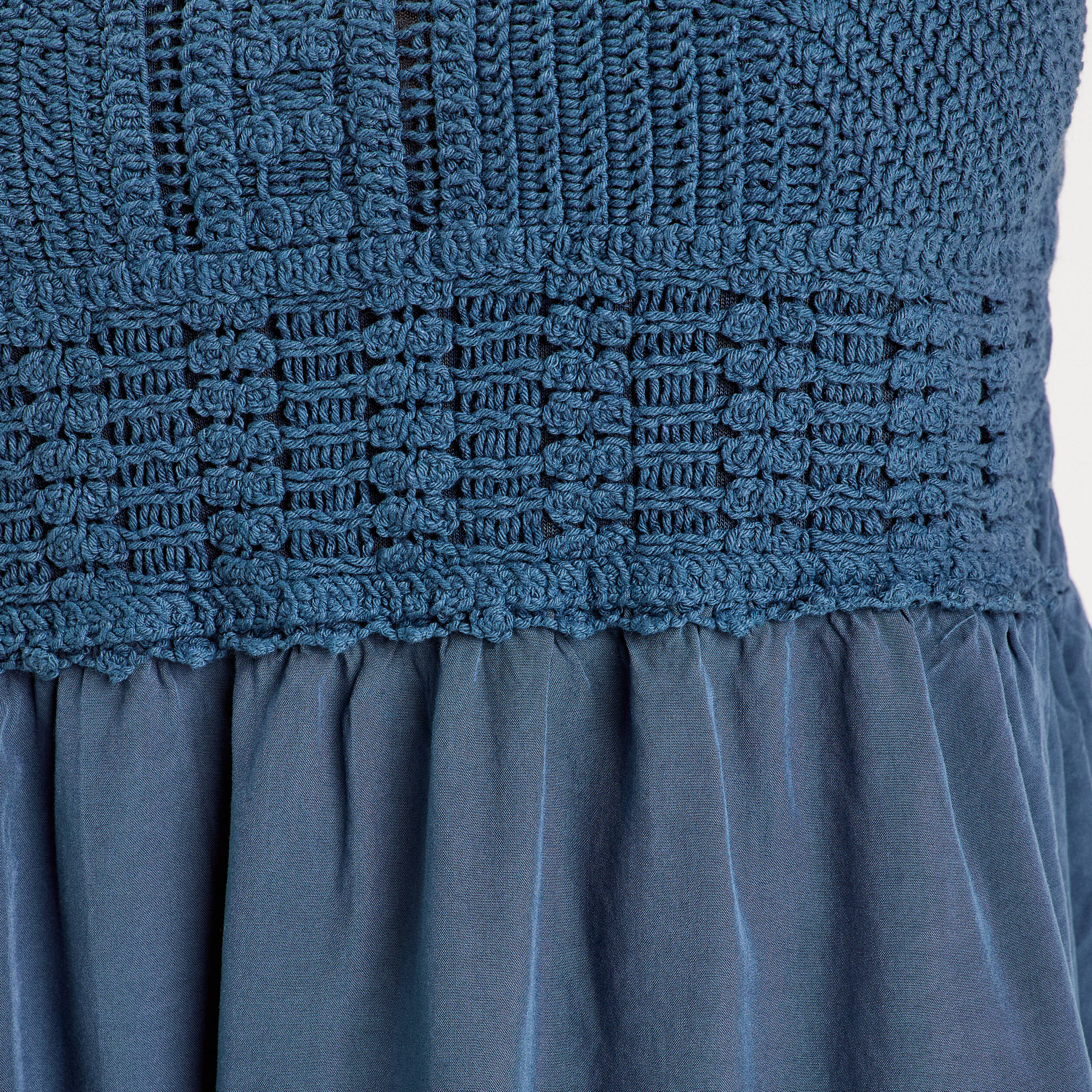 Robe évasée bretelles bleu gris femme