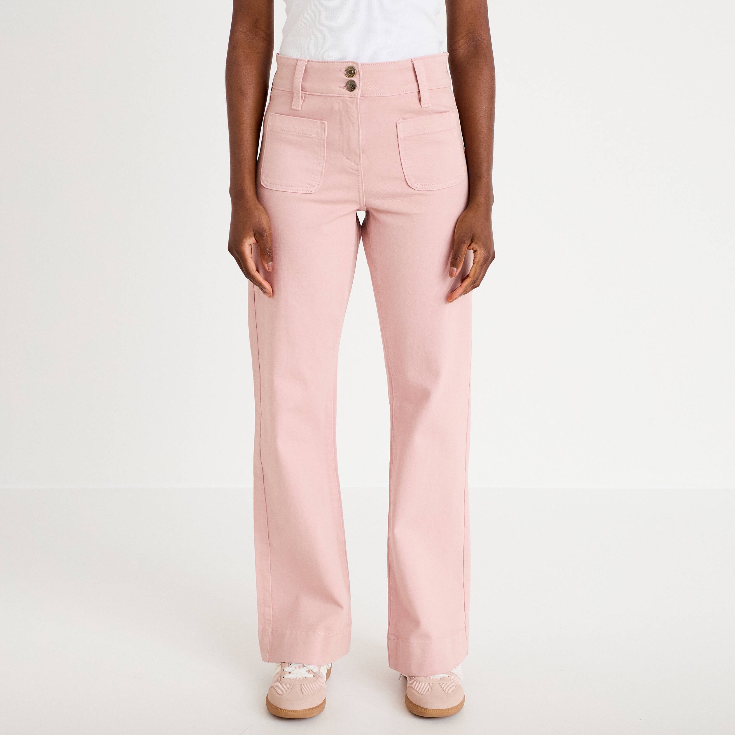 Jean bootcut taille haute rose clair femme