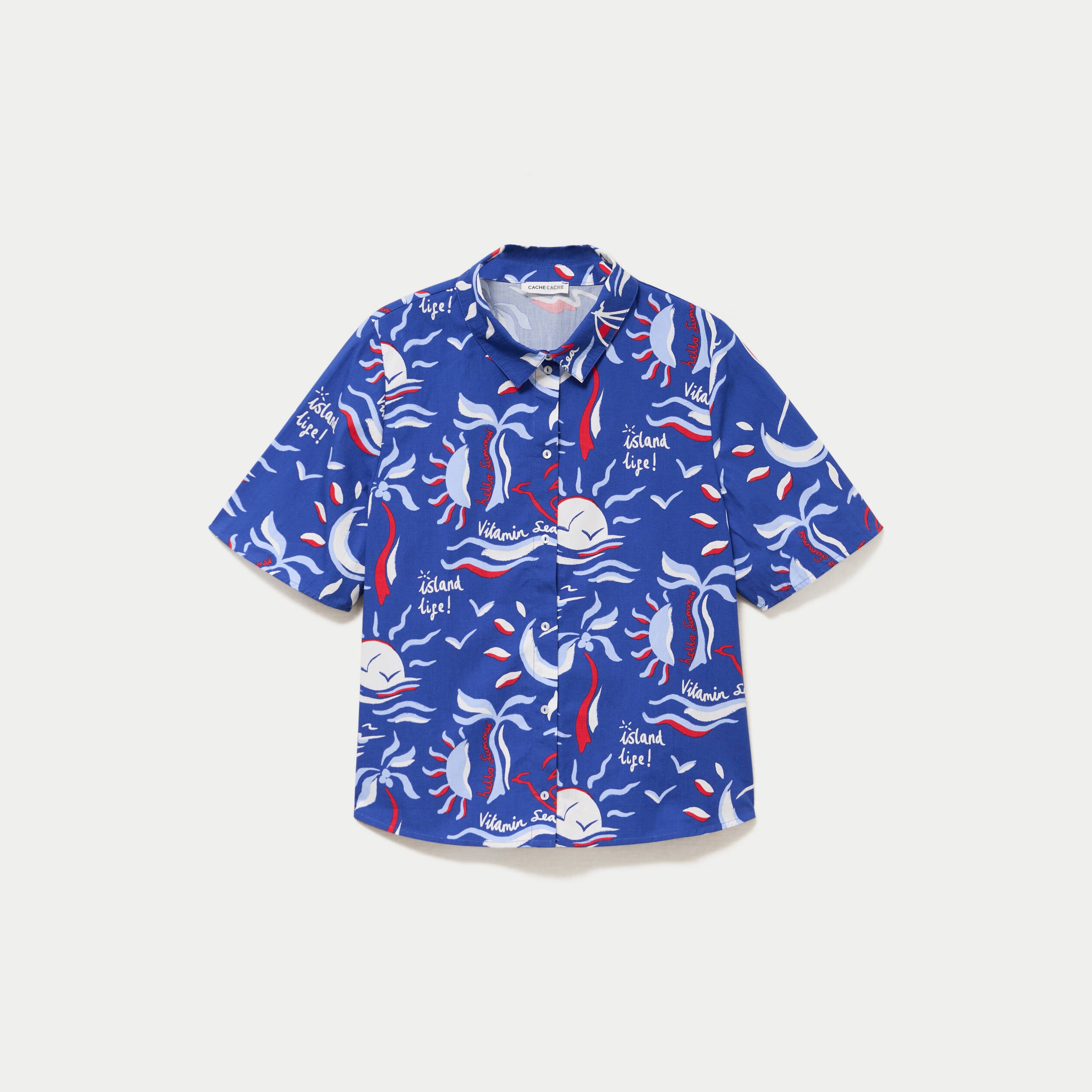 Chemise manches courtes bleu marine femme
