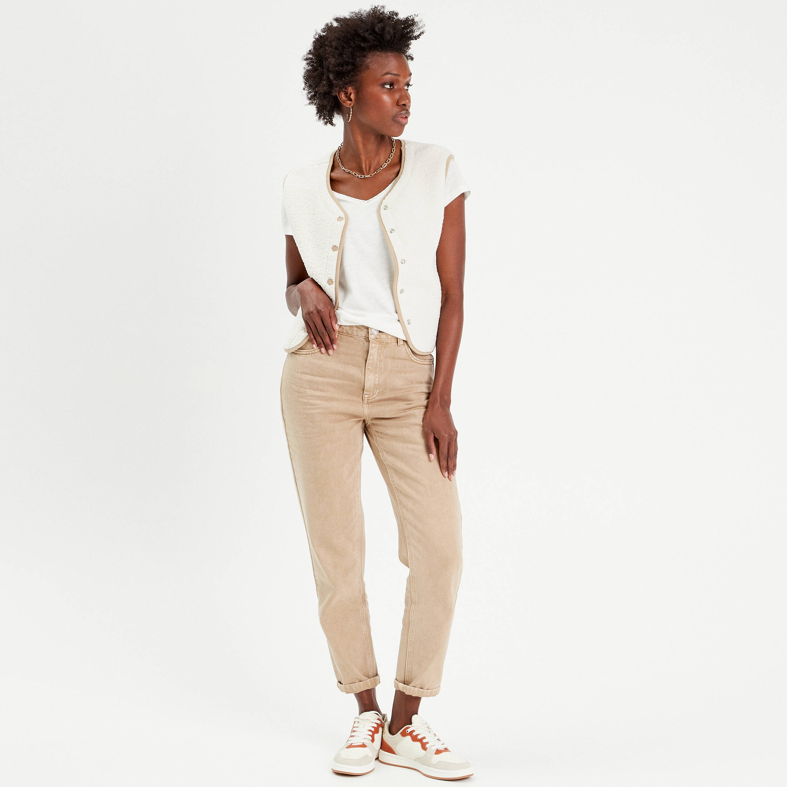 T-shirt manches courtes ecru femme